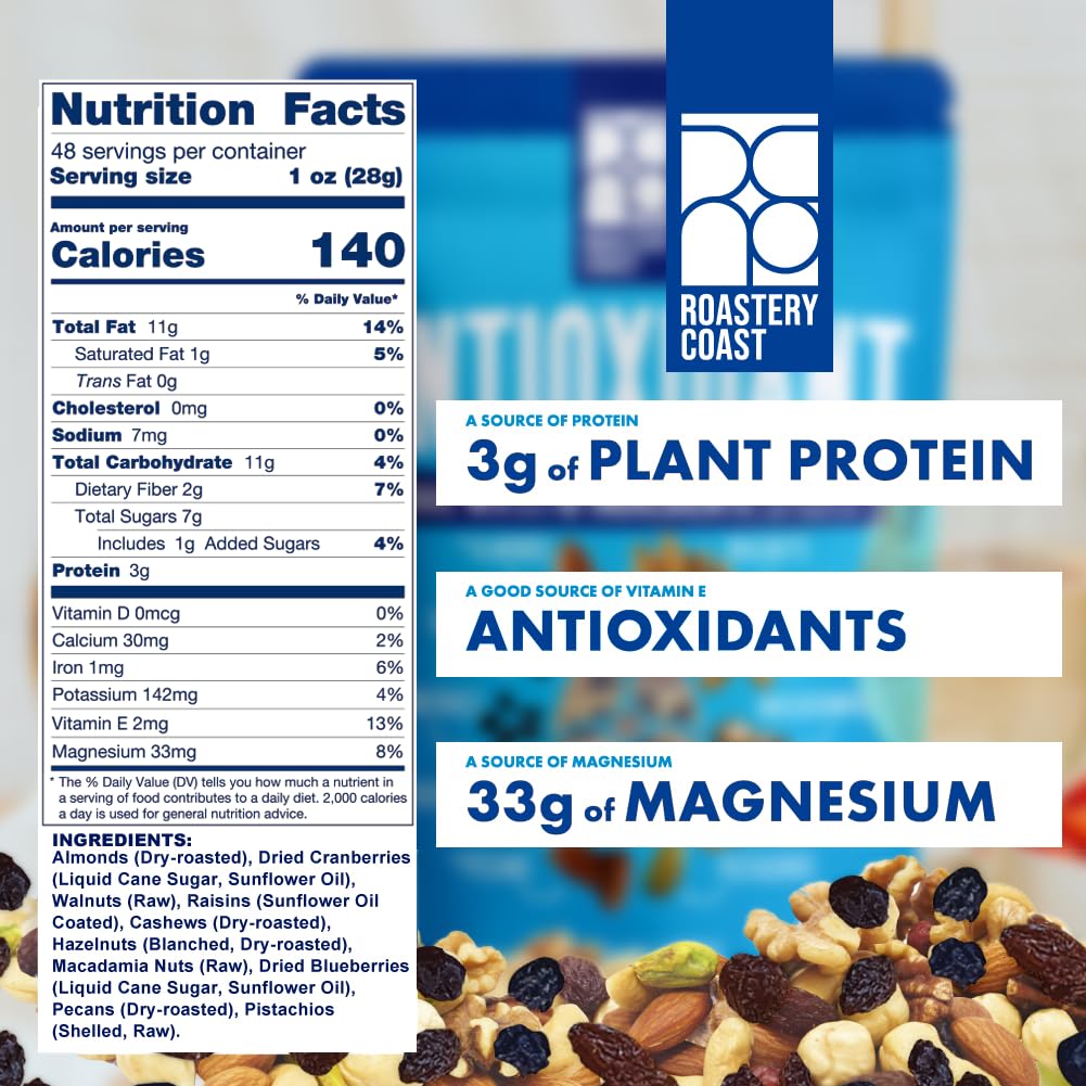 Roastery Coast - Premium Healthy Nut Mix Bulk | Assorted Nuts & Dried Fruits Snack | High Protein Trail Mix | Vegan, Keto Friendly Snacks for Adults | Perfect for Office, Hiking & Healthy On-the-Go Lifestyle