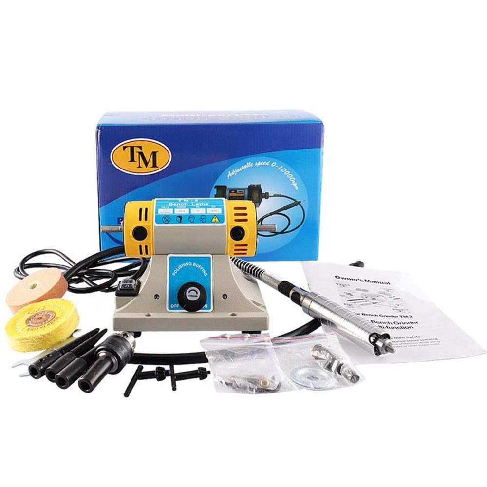 200W 110V Jewelry Rock Polishing Machine - Bench Lathe Polisher & Jade Grinder with Grinding Accessories Kit for Gemstone, Metal & DIY Crafts | Perfect for Jewelry Making, Lapidary & Metalworking Projects
