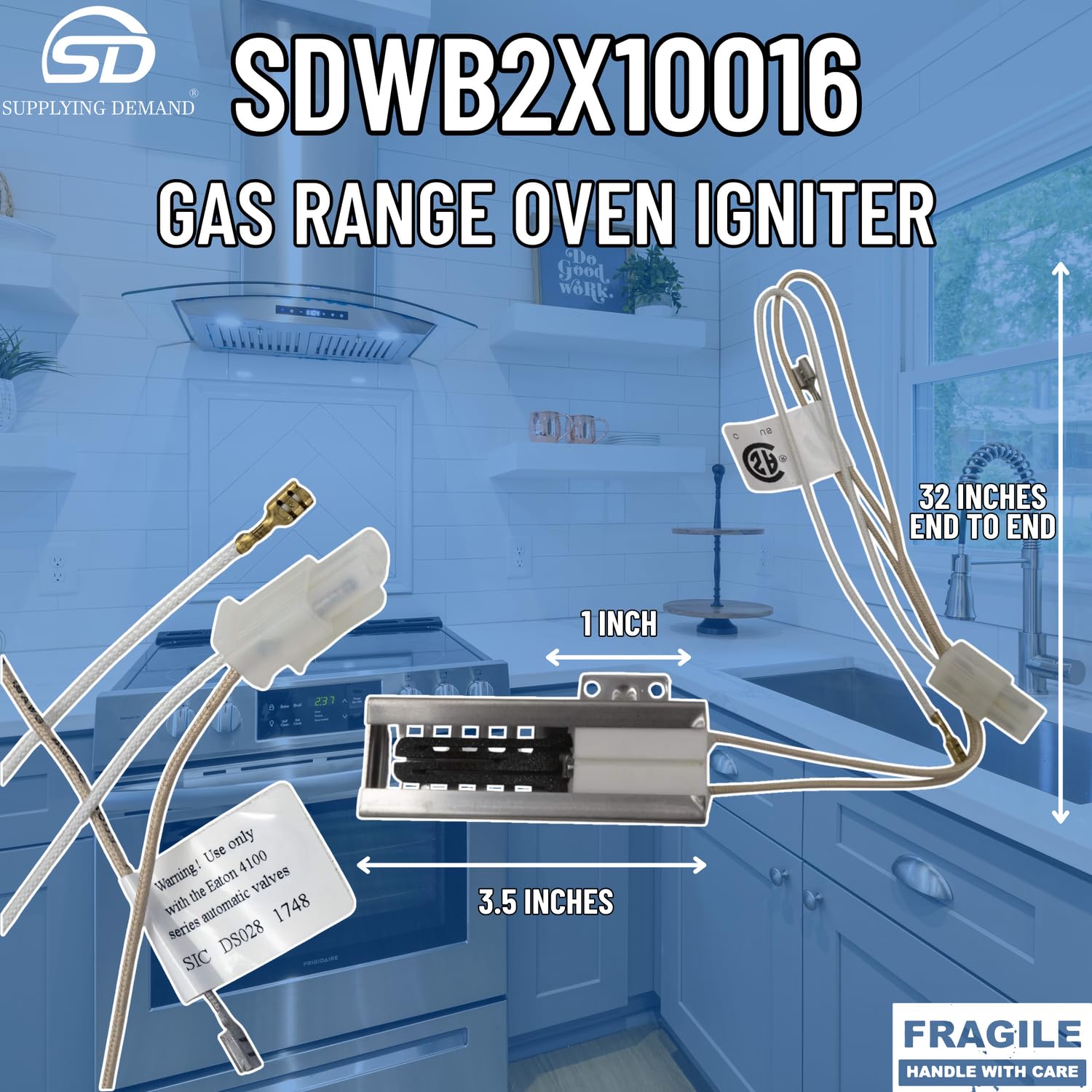 WB2X10016 WB02X10016 Gas Range Oven Igniter Replacement - Compatible with Specific Models (Not Universal) - Perfect for Kitchen Appliance Repair & Maintenance