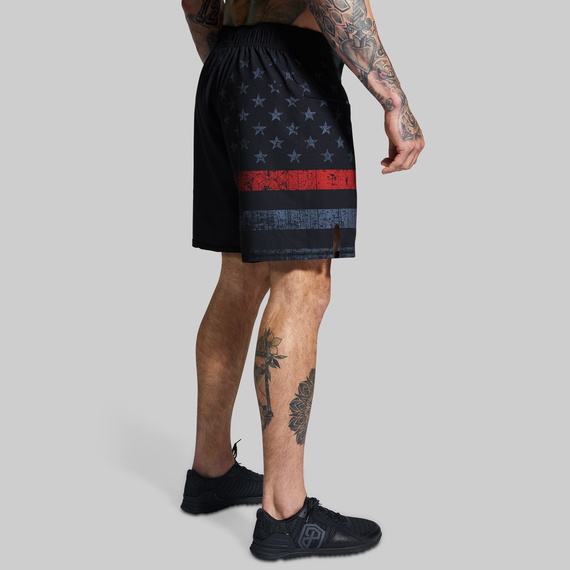 American Defender Short Velcro 3.0 Tactical Belt - Thin Red Line Gunmetal Finish - Durable Military Style Belt for Police, Firefighters & First Responders - Perfect for Duty, Everyday Carry & Outdoor Activities