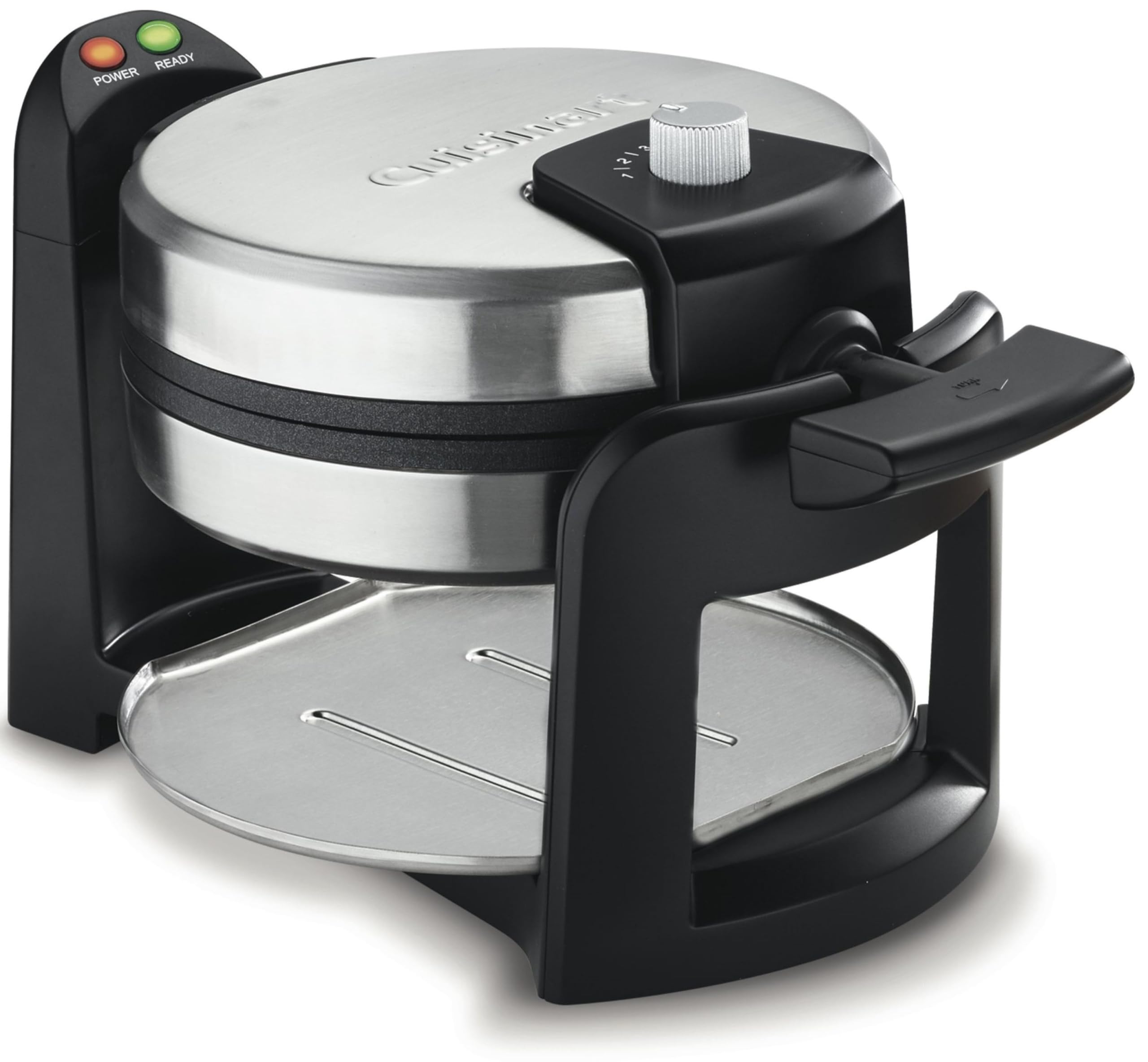 Cuisinart WAF-F30 Belgian Waffle Maker - 1 Inch Thick Round Flip Waffle Iron, Black & Silver - Perfect for Breakfast, Brunch, and Family Gatherings