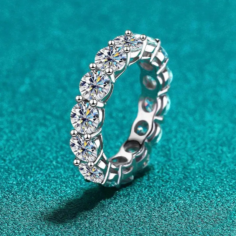 7ct 5mm Round Cut Moissanite Eternity Ring for Women & Men - Sparkling Wedding Band in S925 Sterling Silver - Perfect for Anniversaries, Engagements & Special Occasions