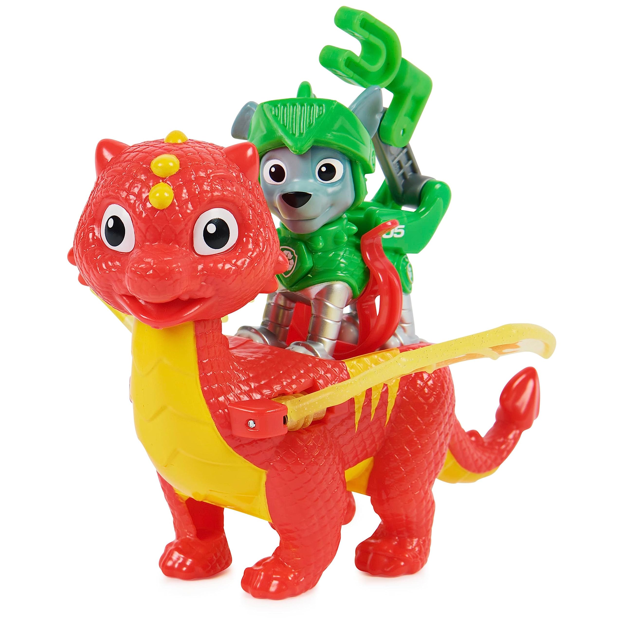 PAW Patrol Rescue Knights Rocky & Dragon Flame Action Figures Set of 2 | Spin Master 6063596 | Kids Toy for Pretend Play & Adventure Storytelling