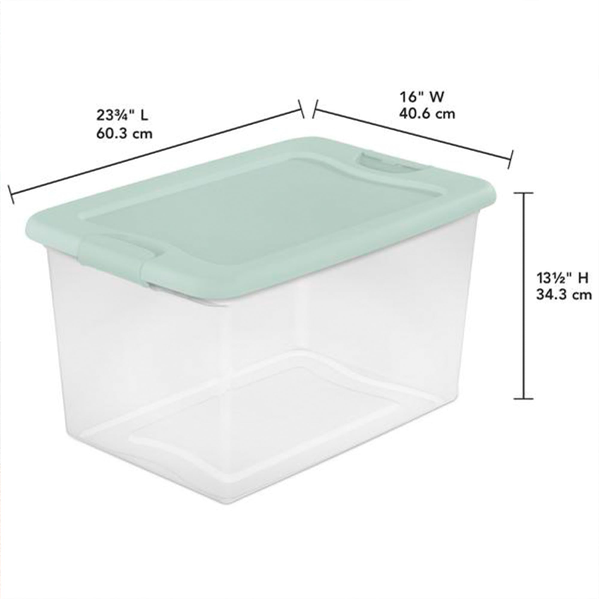 Sterilite 6-Pack 64 Quart Clear Plastic Stackable Storage Bins with Latching Lids - Mindful Mint | Organize Closet, Garage, Toys & Seasonal Decor | Durable Storage Containers for Home & Office Organization