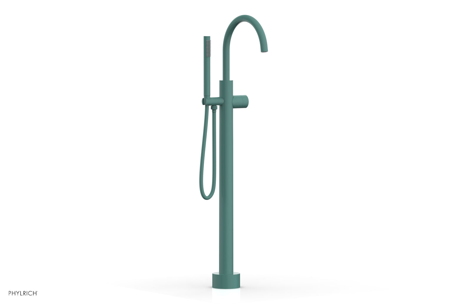 BASIC II Tall Floor Mount Tub Filler with Smooth Handle & Hand Shower - Model 230 46 01 - Perfect for Modern Bathroom Renovations and Spa-Like Showers