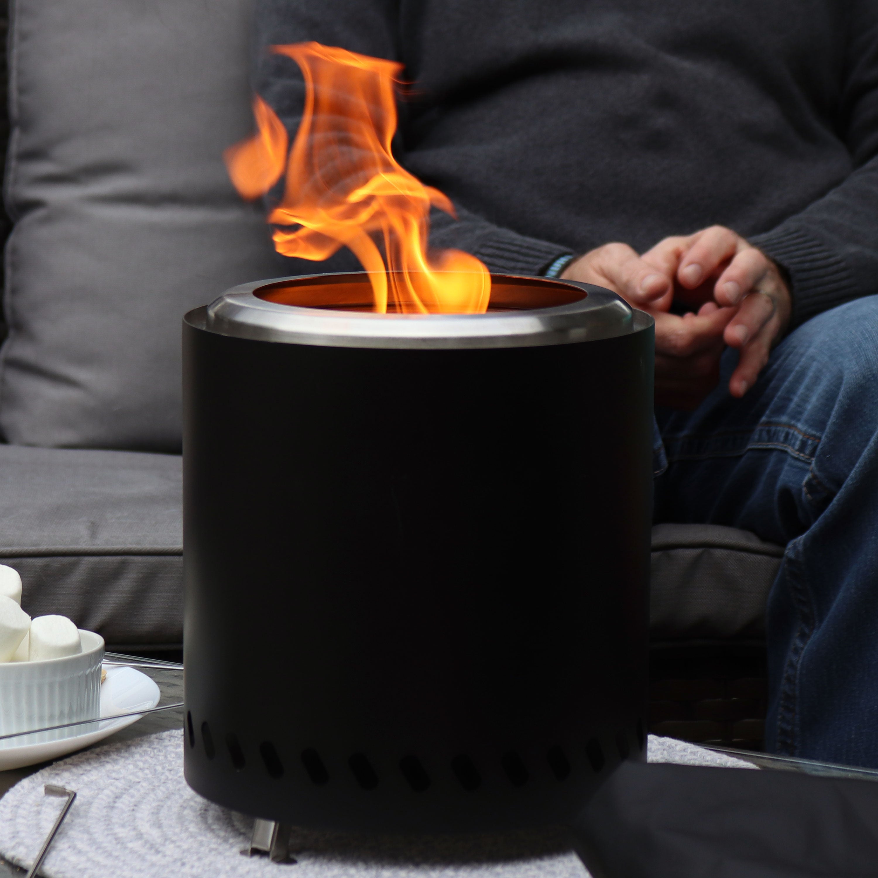 Sunnydaze Portable Smokeless Fire Pit with Carry Bag & Poker - Compact Tabletop Fire Pit for Camping, Backyard, Patio, and Outdoor Gatherings