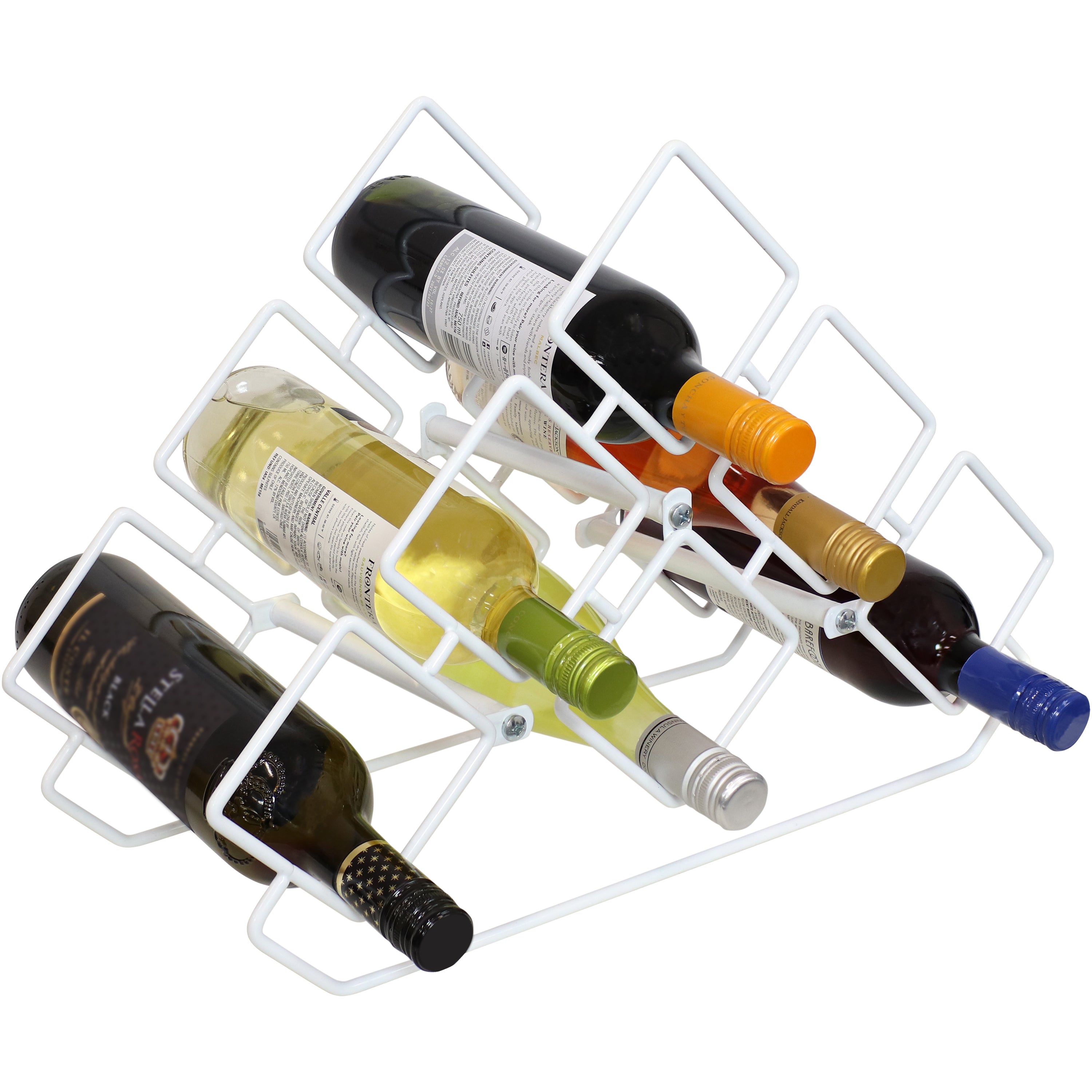 Sunnydaze 6 Bottle Steel Wire Triangular Tabletop Wine Rack - Compact Space-Saving Wine Holder for Kitchen, Bar, Dining Room & Countertop Decor