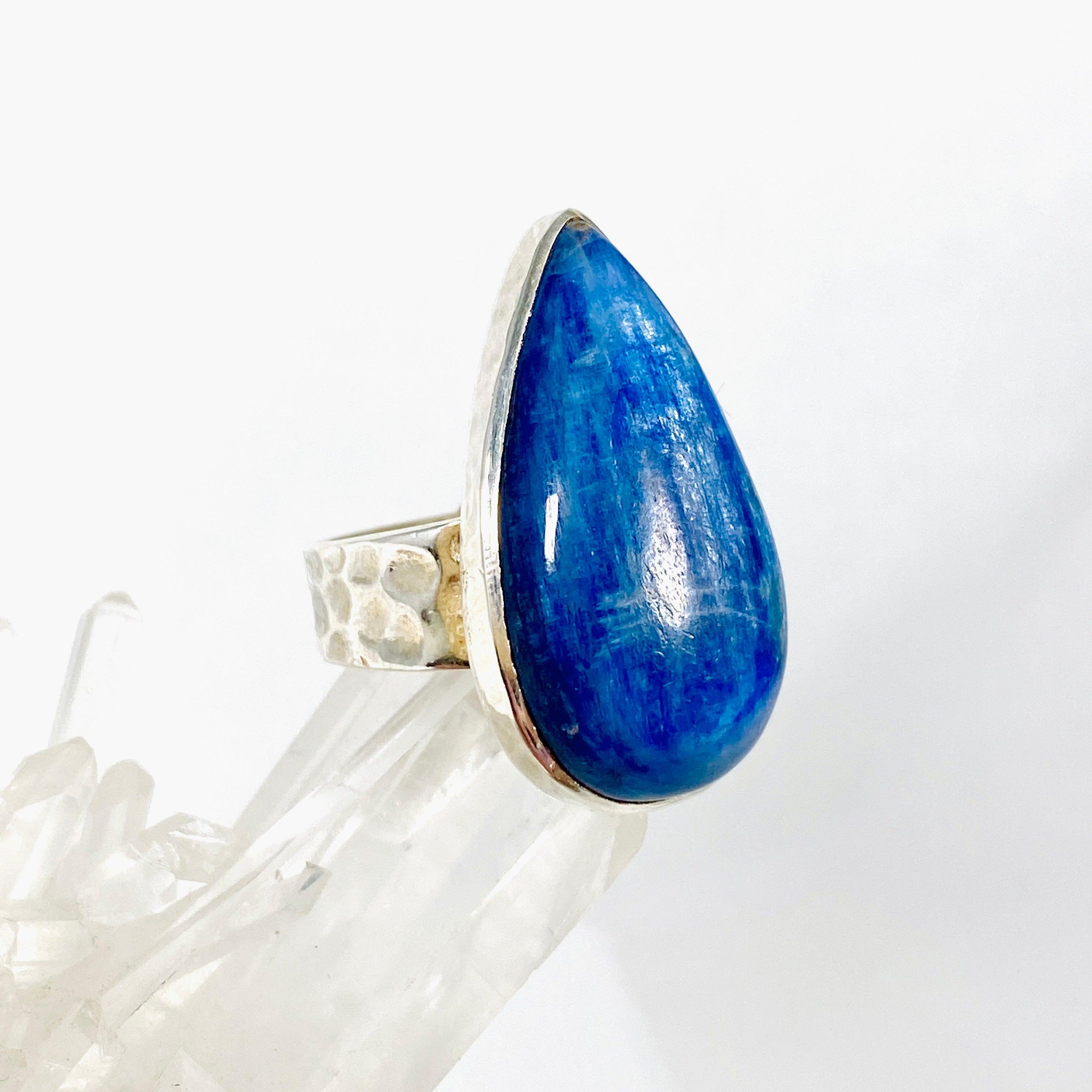 Kyanite Teardrop Beaten Band Ring Size 8 KRGJ2700 - Elegant Handmade Jewelry for Women, Perfect for Weddings, Parties & Everyday Wear