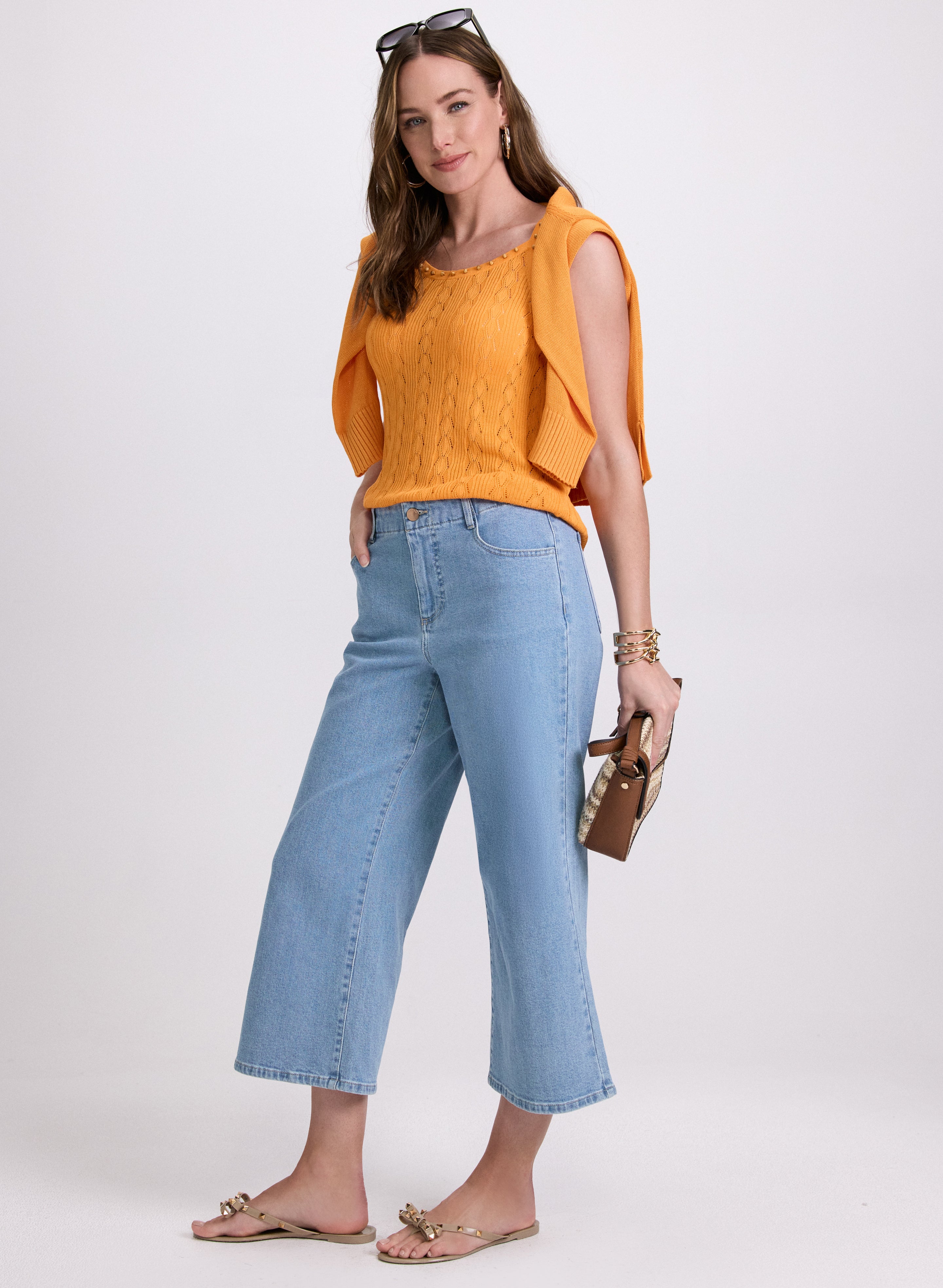 Women's High Waist Cropped Wide Leg Jeans - Trendy Distressed Denim Pants for Casual Outfits & Street Style Fashion