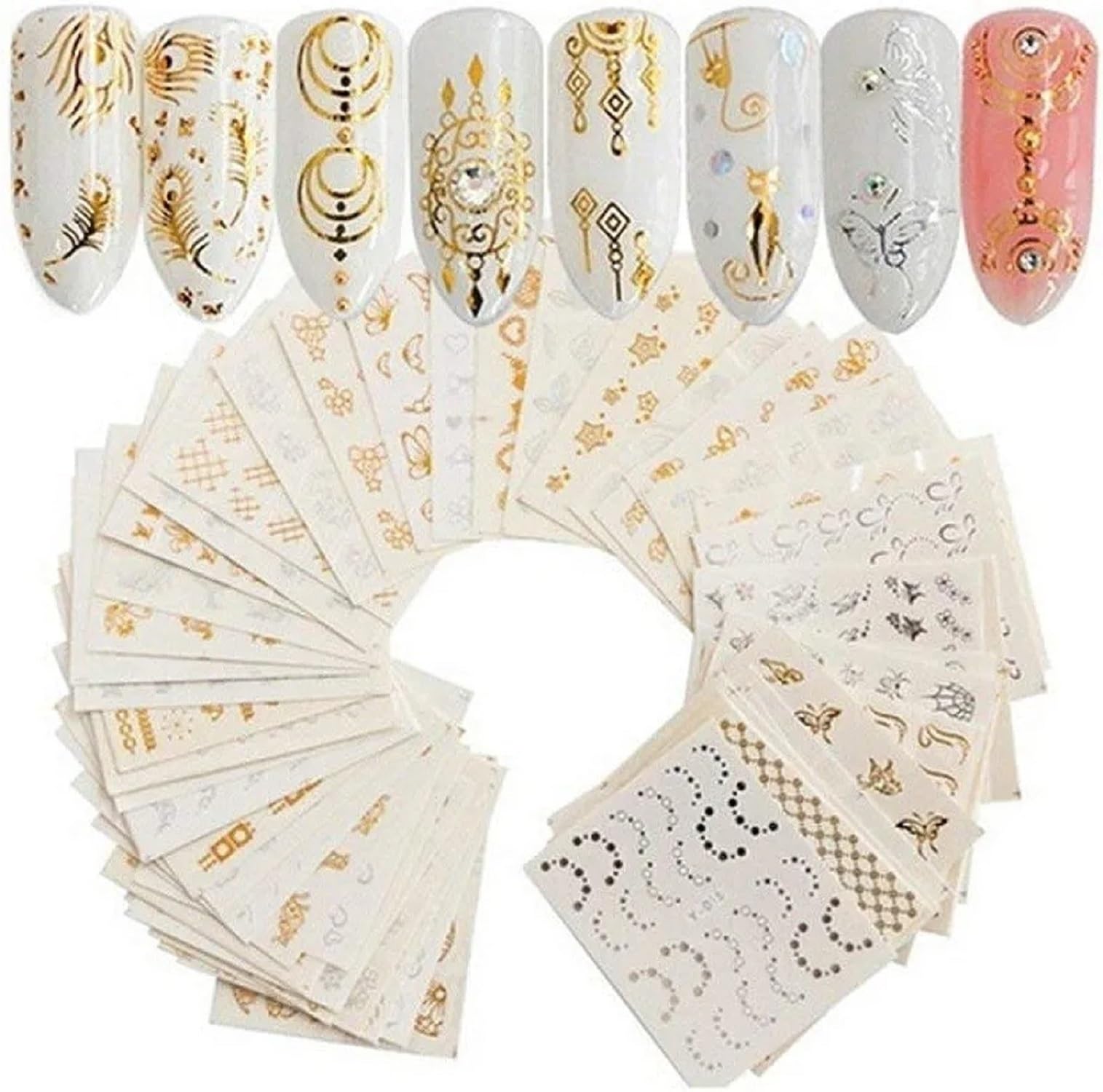 B INIK Nail Art Stickers - 4 Stripes Nail Decals for DIY Manicure | Perfect for Home Nail Design, Salon Use & Party Nail Art Accessories