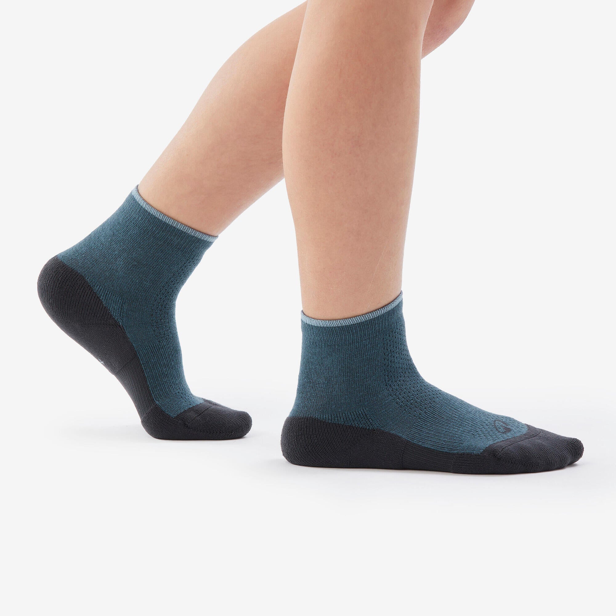 Quechua Kids' Hike 100 Hiking Socks 2 Pack - Breathable & Cushioned for Outdoor Adventures - Perfect for Hiking, Camping & Family Outdoor Activities