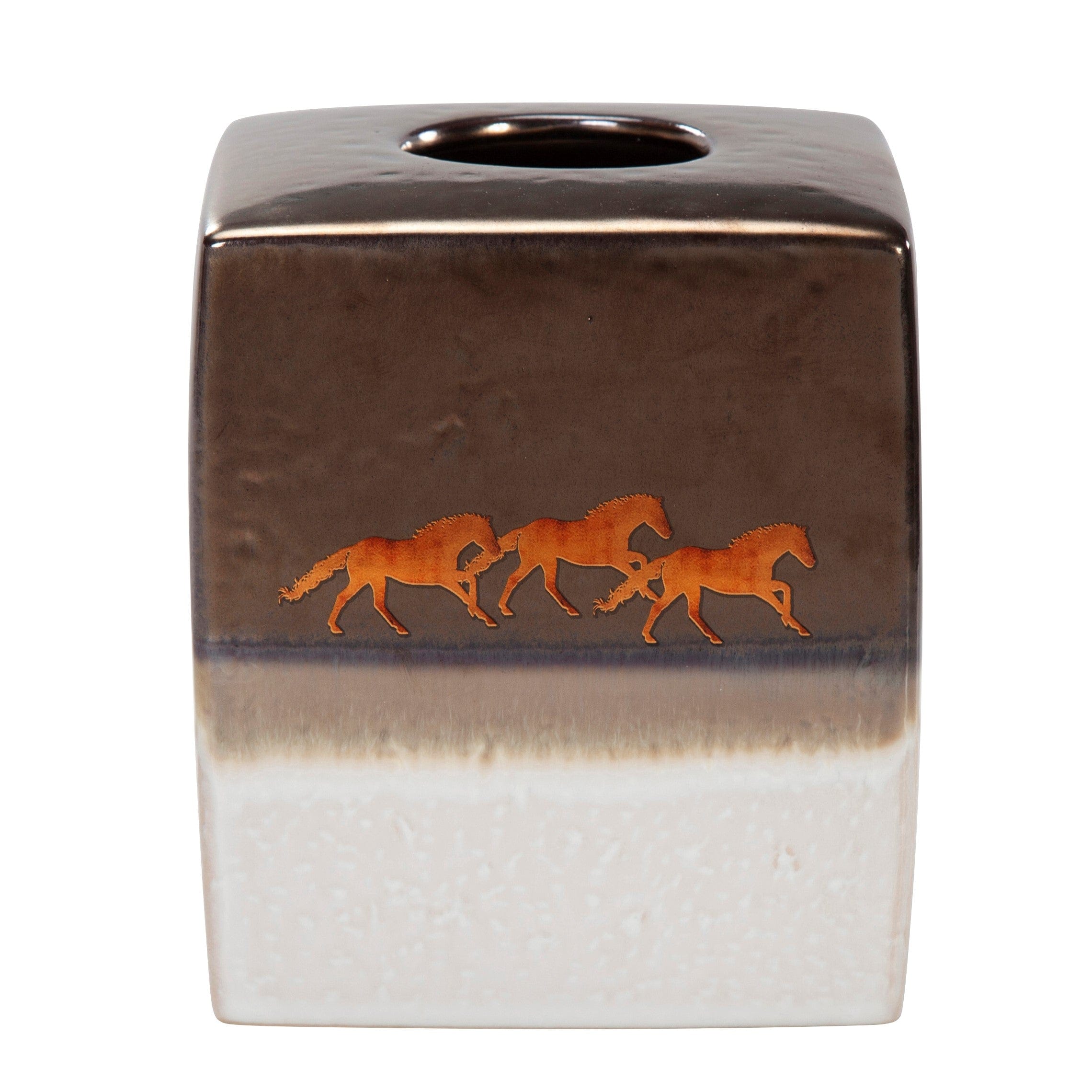 Ceramic Tissue Box Cover - Elegant Home Decor for Living Room, Bedroom, or Bathroom | Handcrafted Running Horse Design | Perfect Gift Idea for Housewarming & Holidays