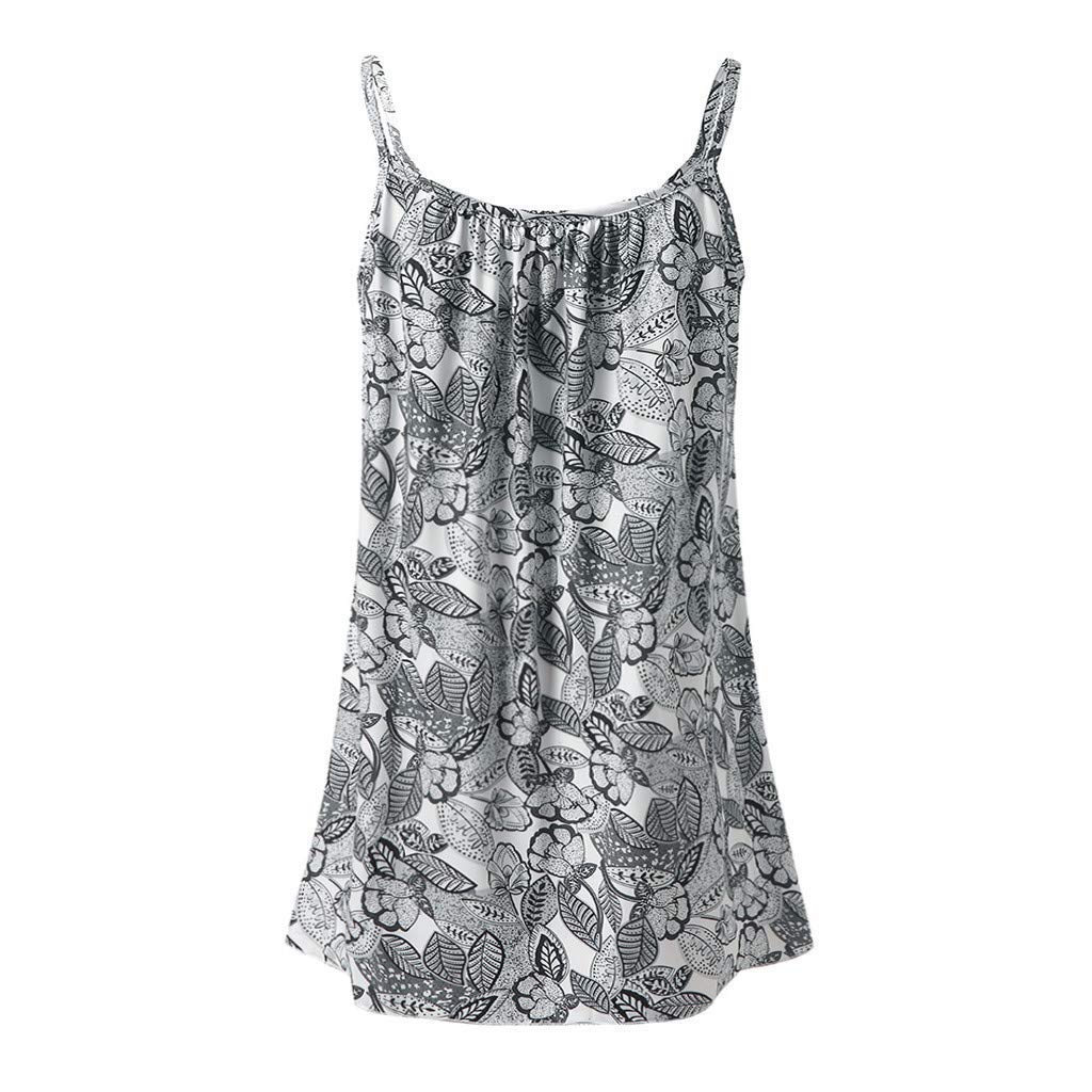 Boho Floral Print Spaghetti Strap Tank Top for Women - Summer Sleeveless Blouse & Casual Cami Vest - Perfect for Beach Outfits, Music Festivals & Vacation Wear
