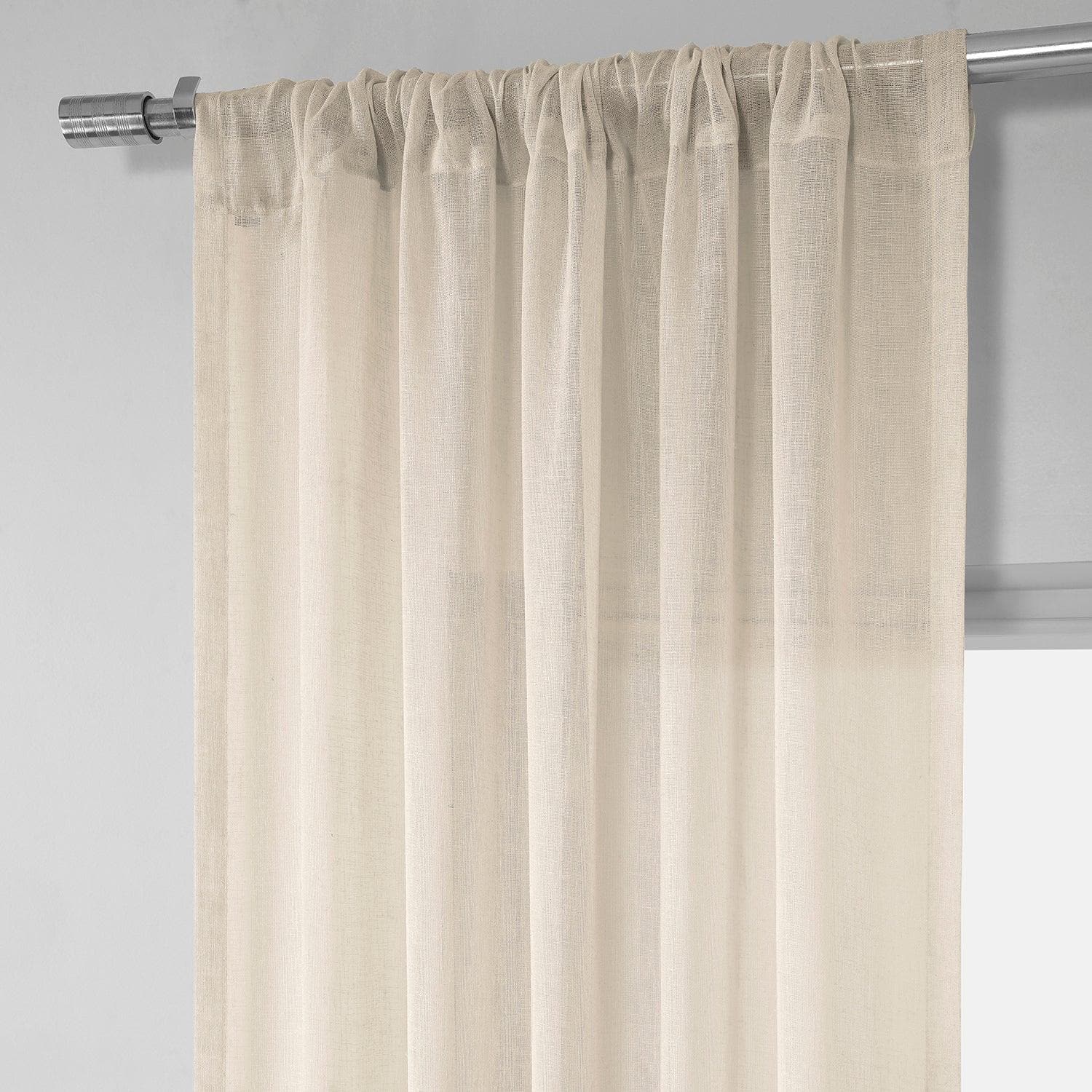 Breathable Cotton Seed Textured Faux Linen Sheer Curtains - Light Filtering Window Drapes for Living Room, Bedroom & Nursery
