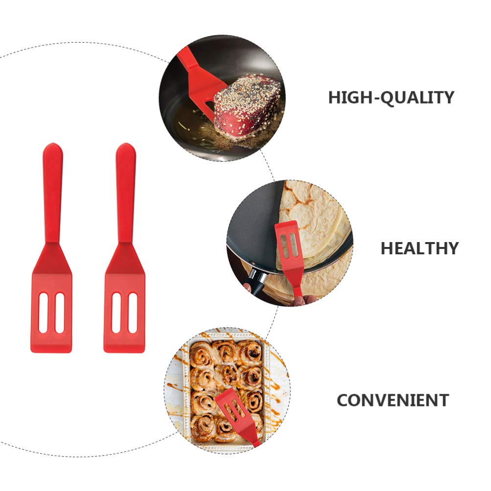 2-Pack Heat-Resistant Silicone Spatulas for Cooking & Baking - Non-Stick Kitchen Utensil Set with Shovel Cream Design - Perfect for Flipping Steaks, Mixing Batter & Serving Desserts