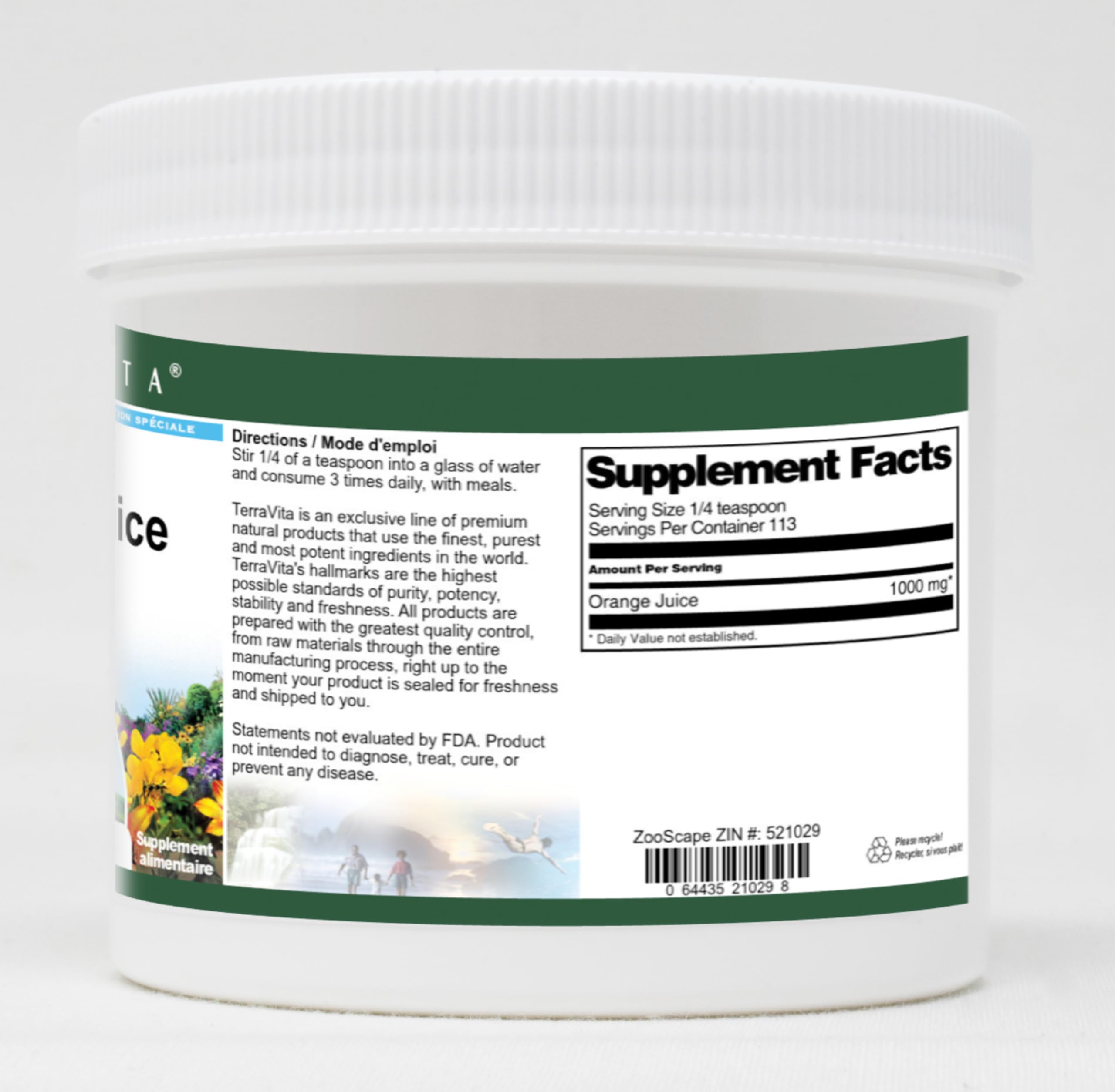 Orange Juice Powder 4 oz - 100% Natural, No Sugar Added, Instant Drink Mix for Smoothies, Baking & Camping - ZIN: 521029
