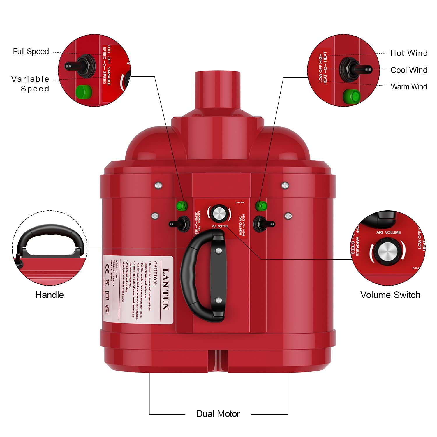Professional 5.0 HP Dual Motor Dog Dryer for Large Dogs - Adjustable Speed & Heater - Perfect for Grooming Salons, Pet Spas & Home Use