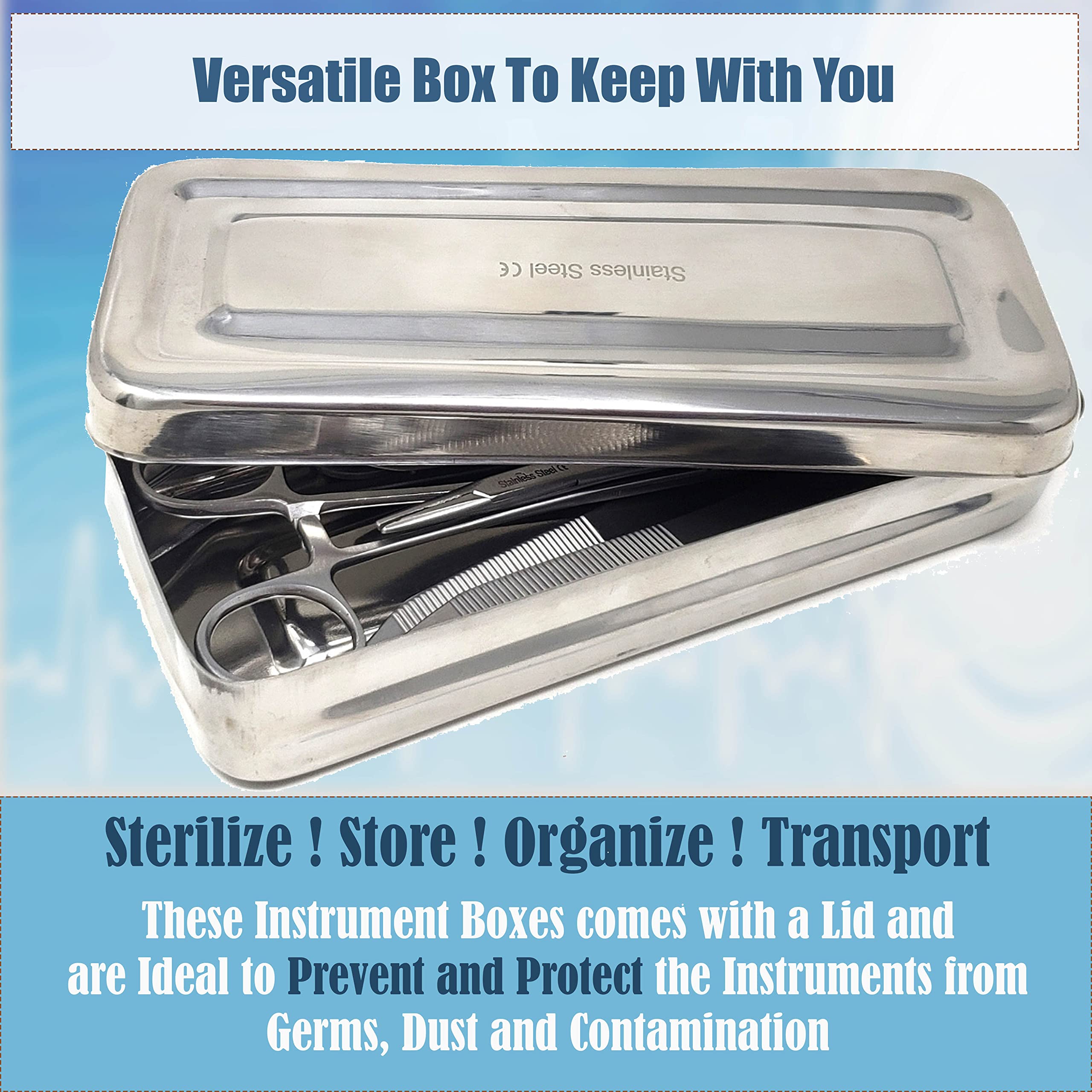 Premium Stainless Steel Dental Sterilizer Instrument Box - 8