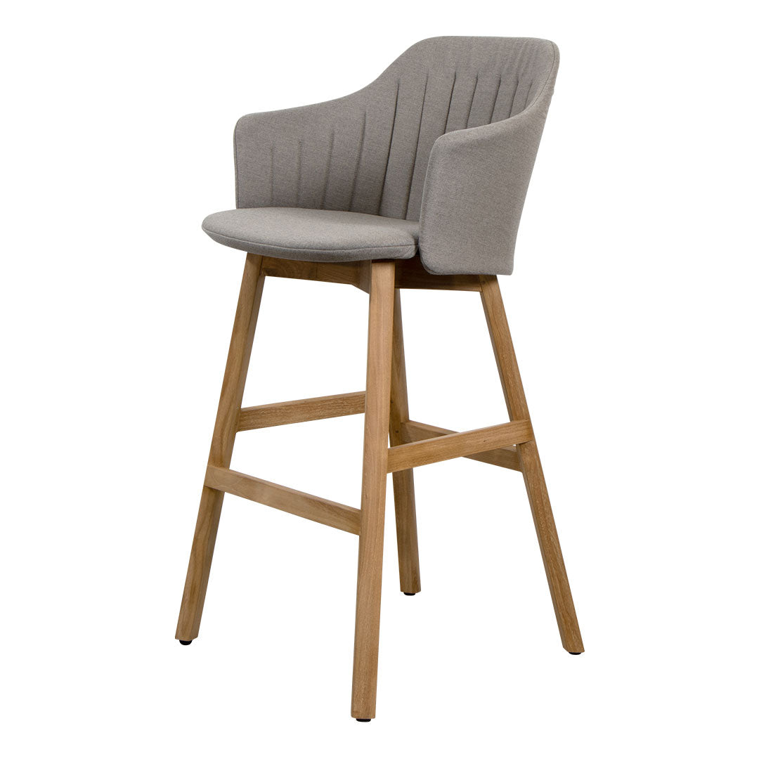Premium Outdoor Bar Stool with Wood Base & Comfortable Back/Seat Cushion - Perfect for Patio, Deck, Poolside & Garden Relaxation