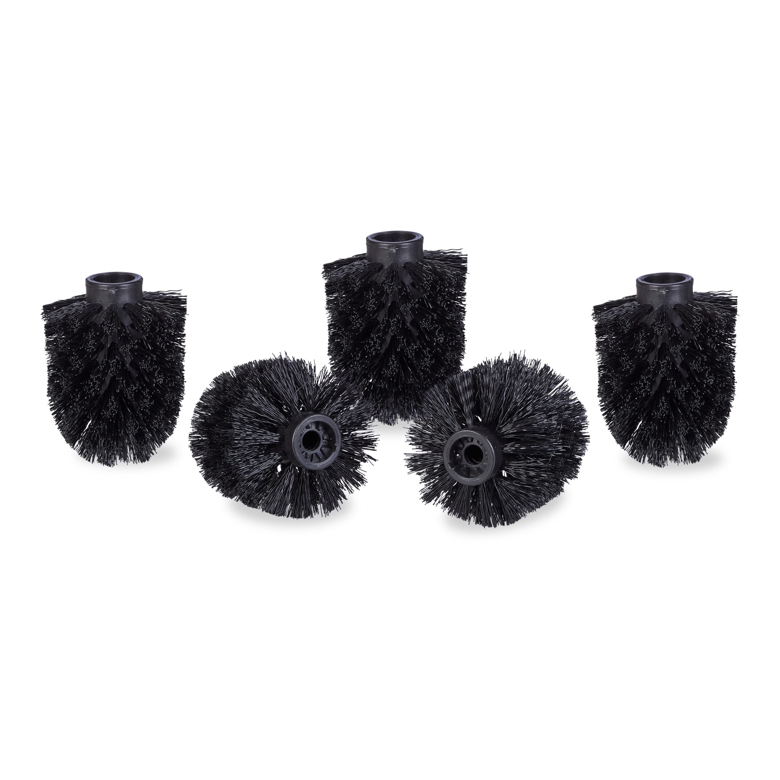 5-Pack Toilet Brush Replacement Heads - 9.5mm Thread, 8cm Diameter, Black (8x8x9cm) - Perfect for Bathroom Cleaning & Sanitizing