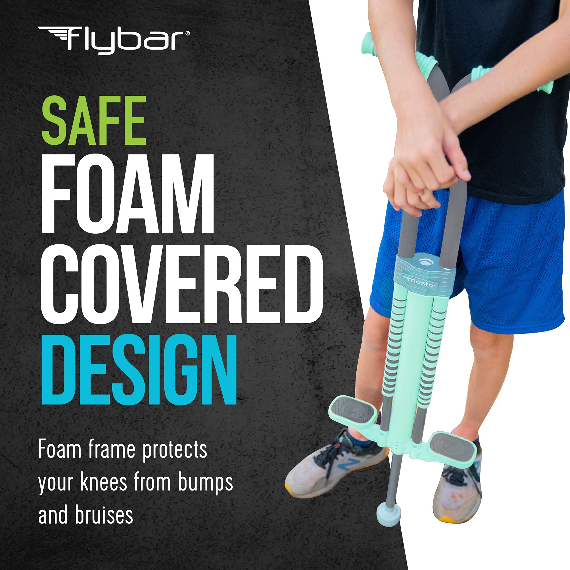 Flybar Master Pogo Stick for Kids & Teens - Adjustable 80-160 lbs Weight Limit with Easy-Grip Handles & Anti-Slip Pegs | Perfect Outdoor Toy for Boys & Girls Ages 9+ | Great for Backyard Play, Exercise & Birthday Gifts