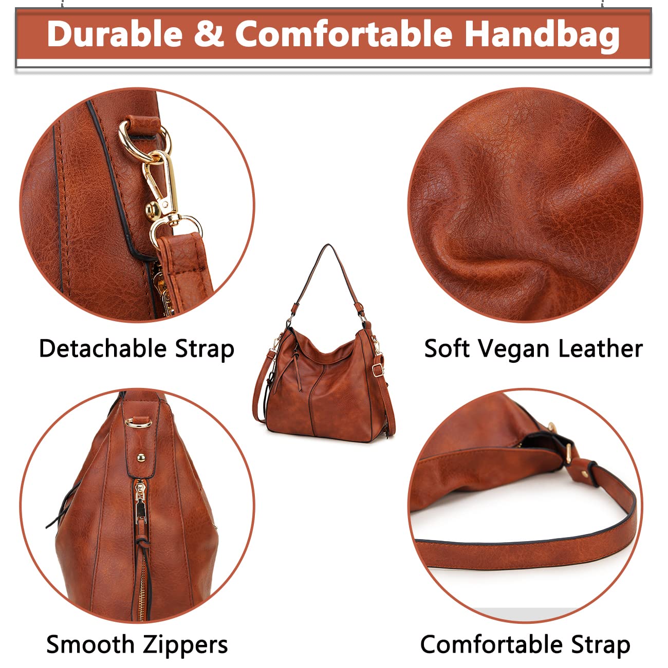 VX VONXURY Women's Hobo Bag - Stylish Faux Leather Shoulder Purse with Detachable Long Strap | Fashion Handbag for Work, Travel & Everyday Use