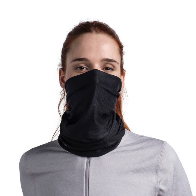 BUFF Coolnet UV Solid Black Neck Gaiter - Sun Protection & Cooling Scarf for Outdoor Activities, Hiking, Running, and Cycling