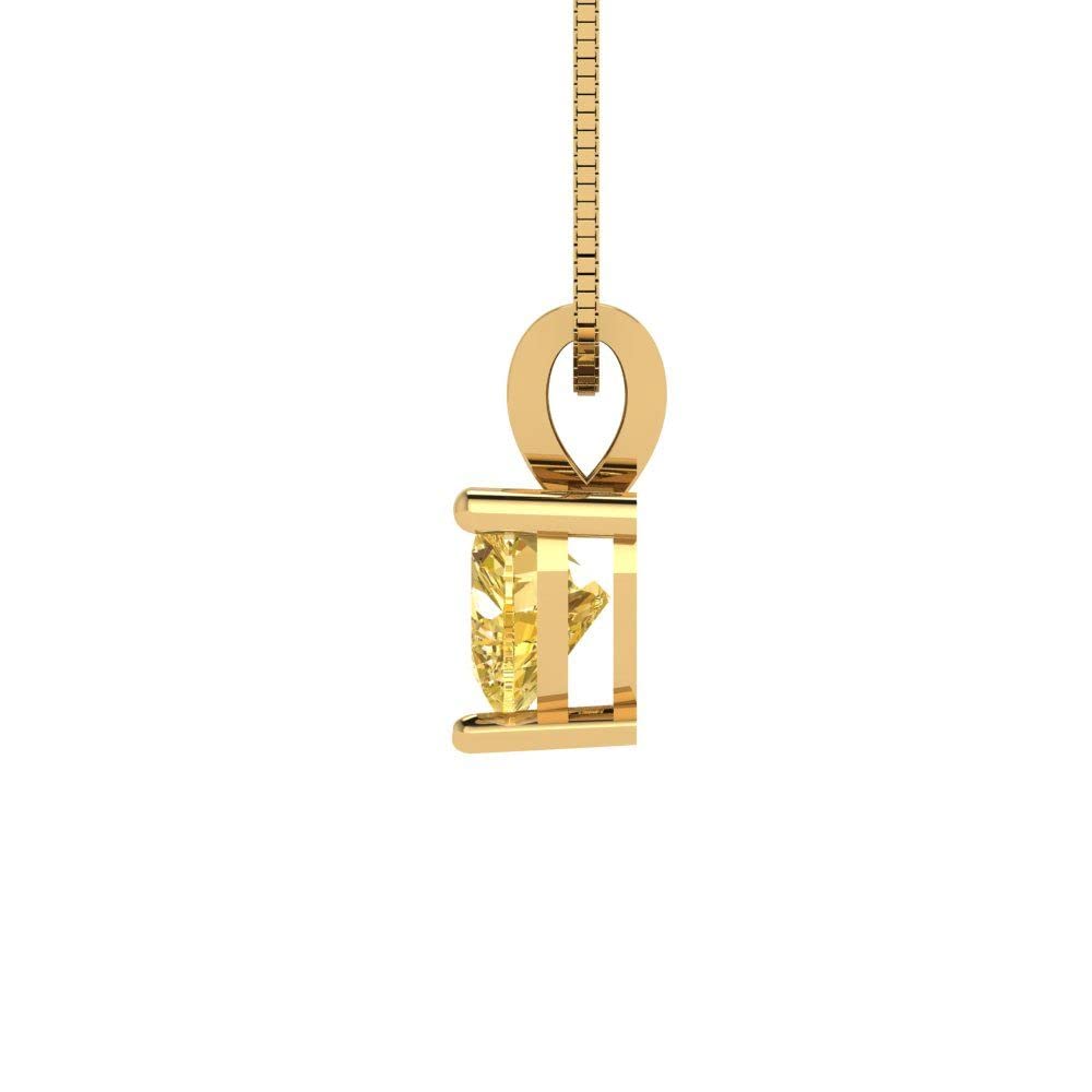 0.5ct Heart Cut Yellow Simulated Diamond Necklace - 18K Gold Pendant for Gifts
