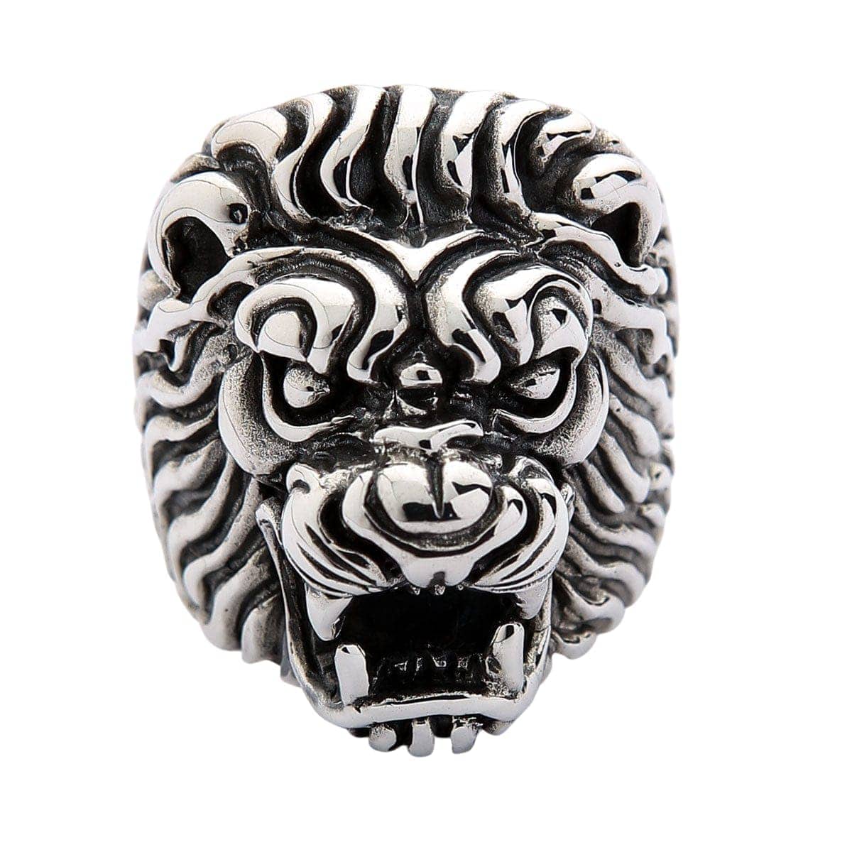 Giant Lion Head Sterling Silver Biker Ring for Men - Bold Statement Jewelry for Motorcycle Riders, Rock Style Fashion Accessory