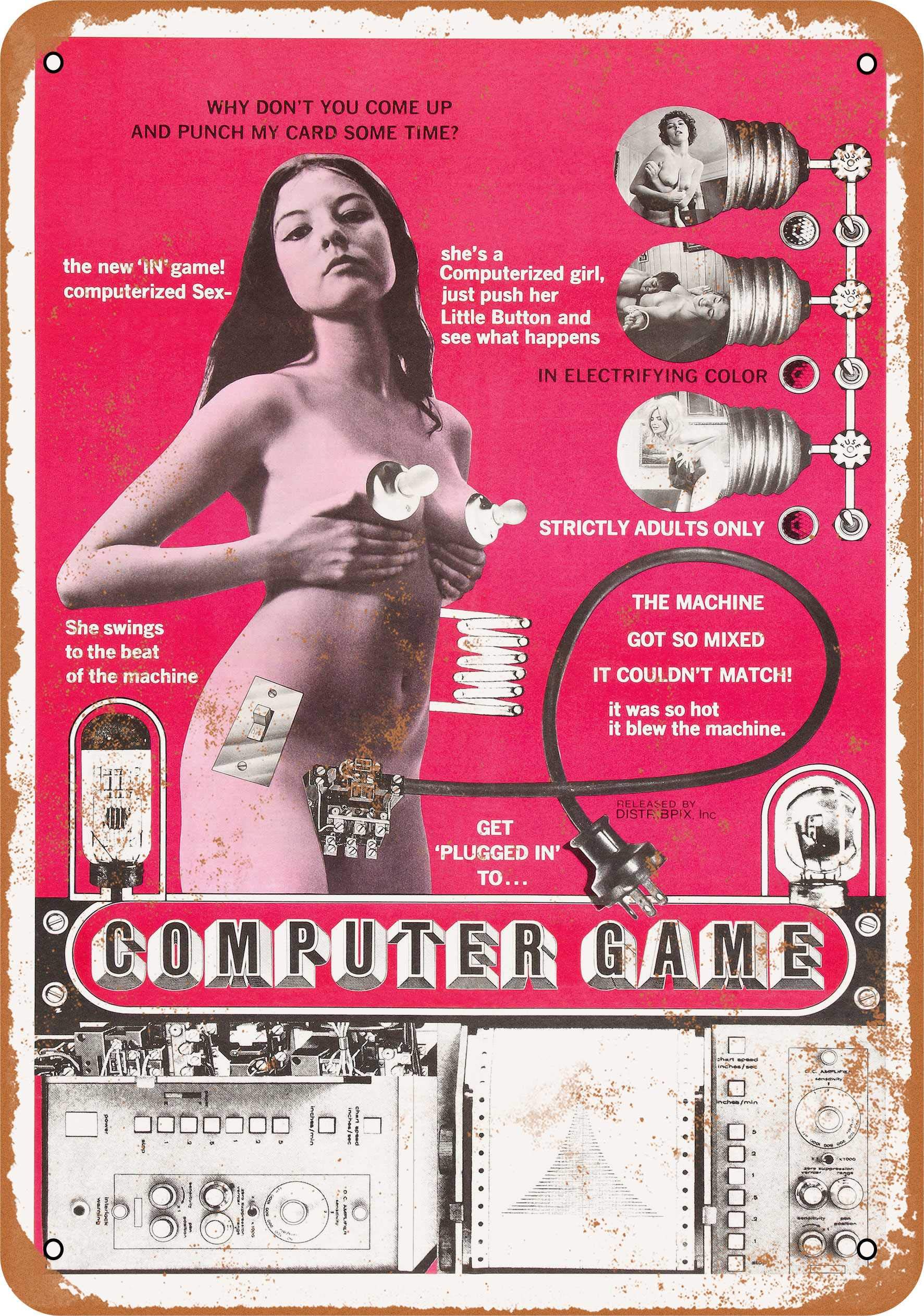Vintage 1969 Computerized Sex Game Metal Sign - 10 x 14 Inches Retro Wall Decor for Man Cave, Bar, or Game Room - Unique Conversation Piece for Adults