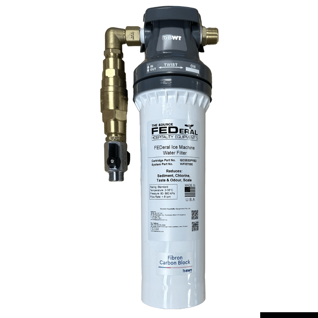 F.E.D BWT WFI37000 Replacement Water Filter for Ice Makers - Compatible with Most Refrigerator Ice Machines (Home, Office, Restaurant Use)