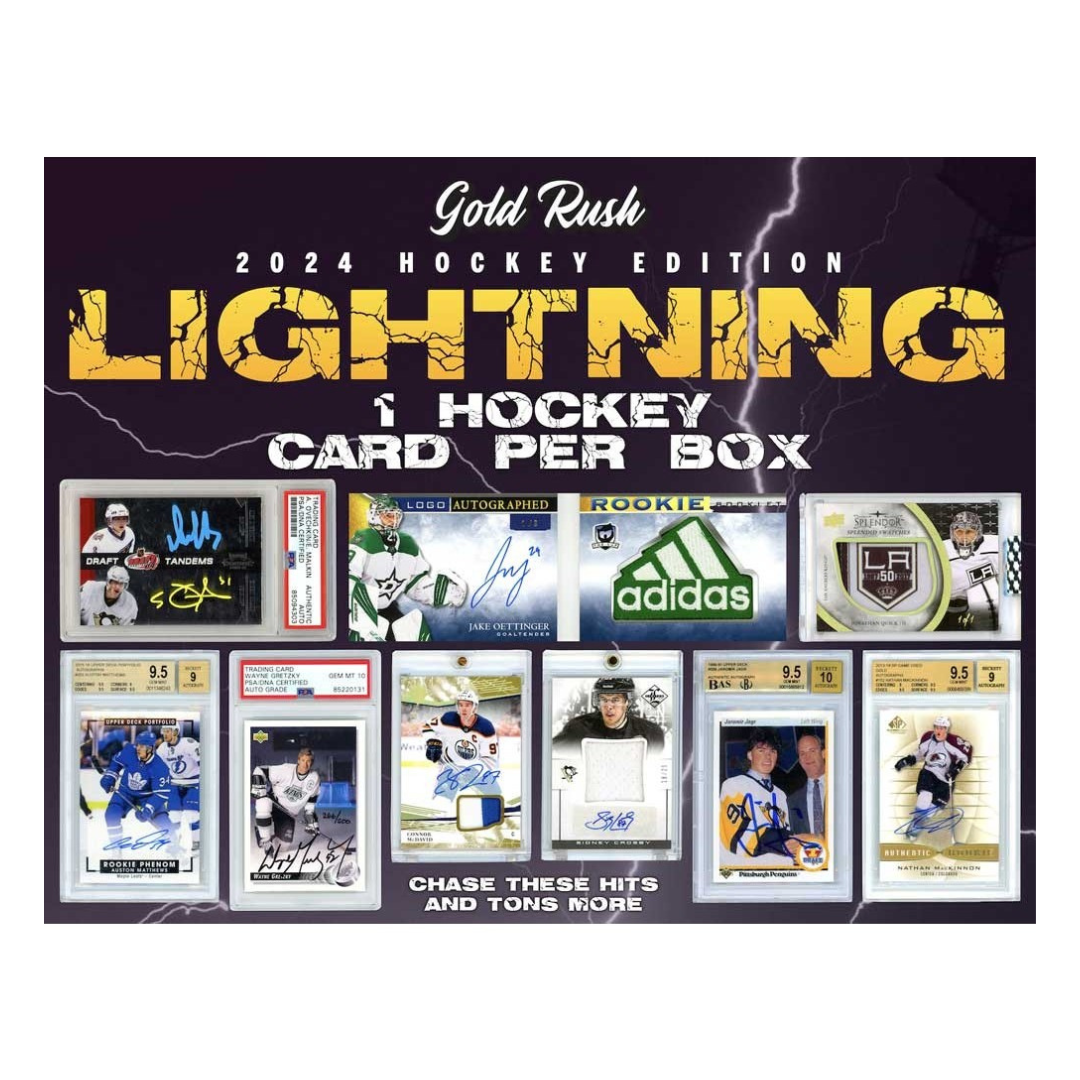 2024 Gold Rush Lightning Hockey Box - Premium Collectible Hockey Trading Cards for Players & Fans - Perfect for Gifts, Trading, and Sports Memorabilia Collections