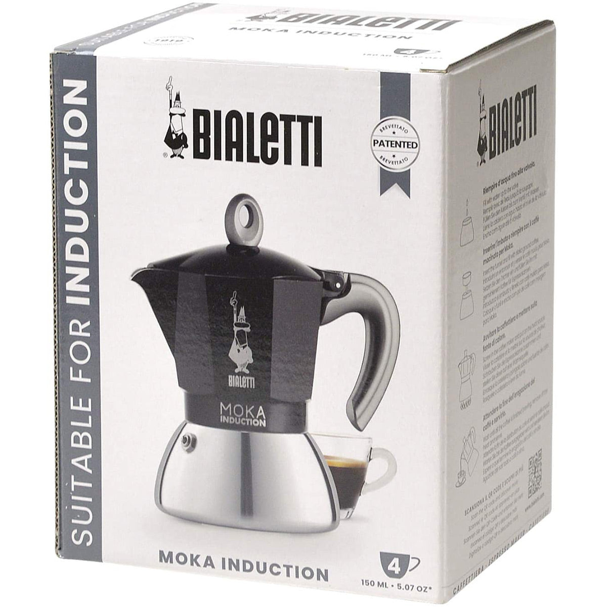 Bialetti Moka Induction Stovetop Espresso Coffee Maker - 4 Cup Italian Stovetop Espresso Machine for Home & Office - Perfect for Morning Brews & Afternoon Coffee Breaks