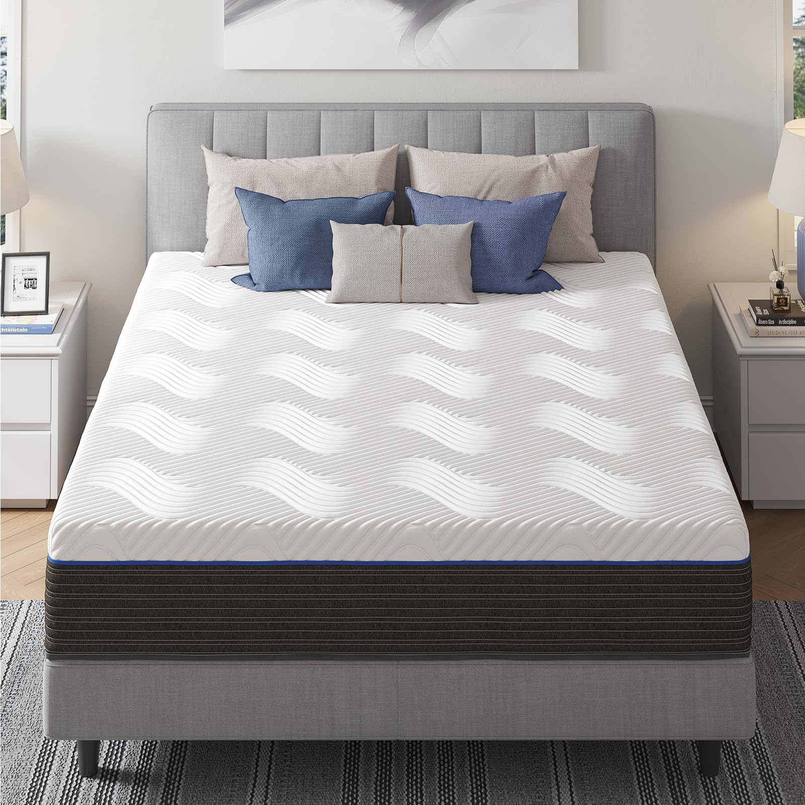 Rolanstar 10 Inch Full Size Gel Memory Foam Mattress - Fiberglass-Free, Medium Firm, CertiPUR-US Certified for Pressure Relief & Back Support - Perfect for Kids' Rooms, Guest Beds & Small Apartments (White)
