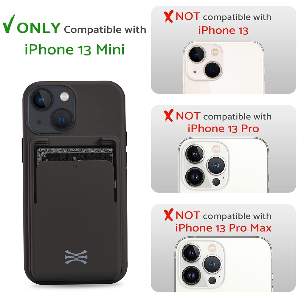 TORU MX PRO Slim Hard Wallet Case for iPhone 13 Mini - Dual Layer Shockproof Protective Cover with MagSafe Compatible Built-in Magnets | Detachable Sliding Card Holder (Holds 3 Cards) - Gray | Perfect for Everyday Use, Travel & Contactless Payments