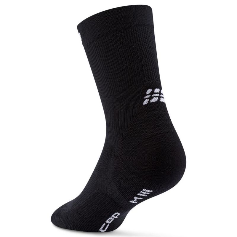 CEP Men's Running Socks - Mid Cut 5.0 Performance Compression Socks for Athletes (Black) - Ideal for Marathon, Jogging & Workout Recovery