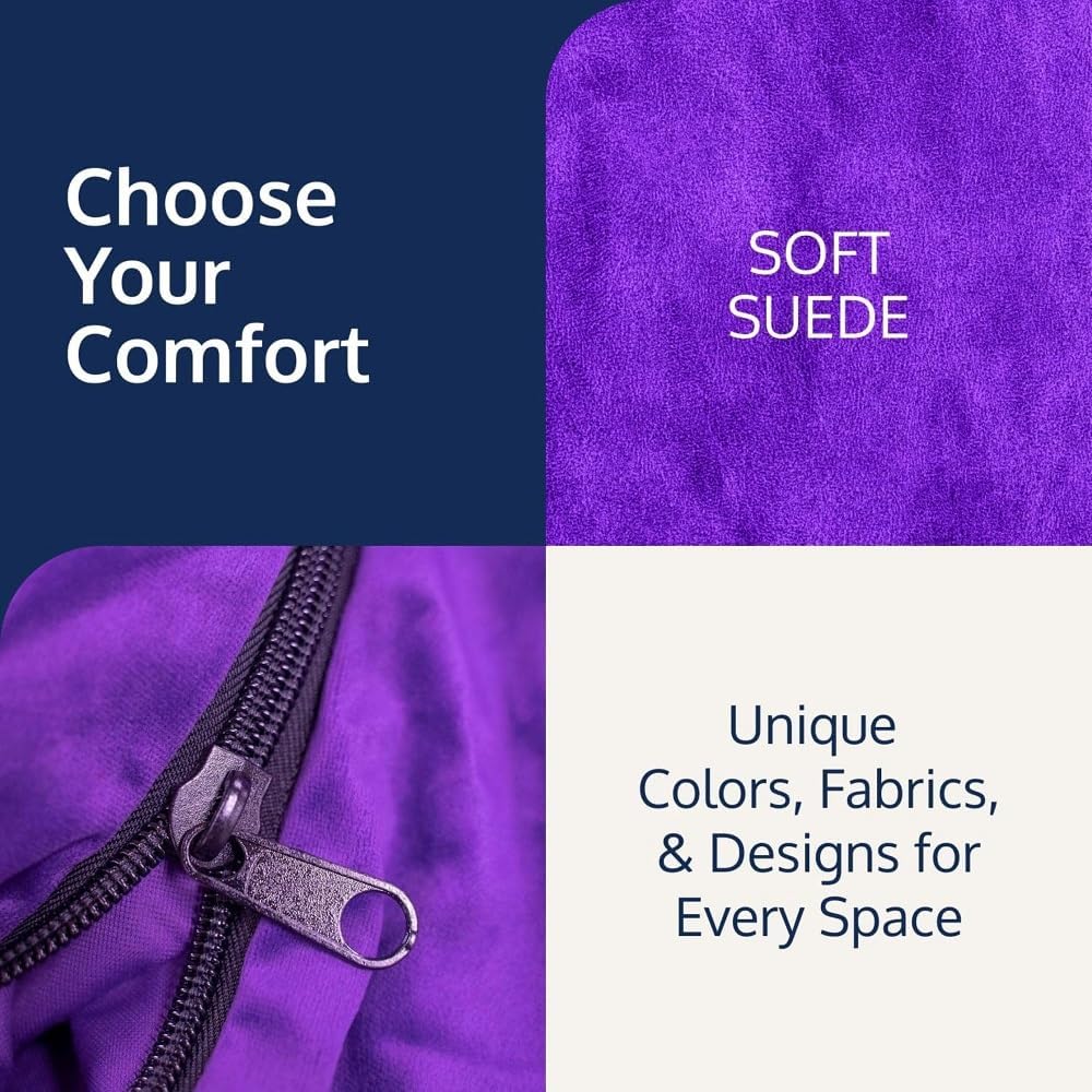 ULTIMATE SACK 3ft Oversized Bean Bag Chair for Adults - Soft Purple Suede Lounge Furniture | Perfect for Living Room, Bedroom, Dorm & Game Room Relaxation