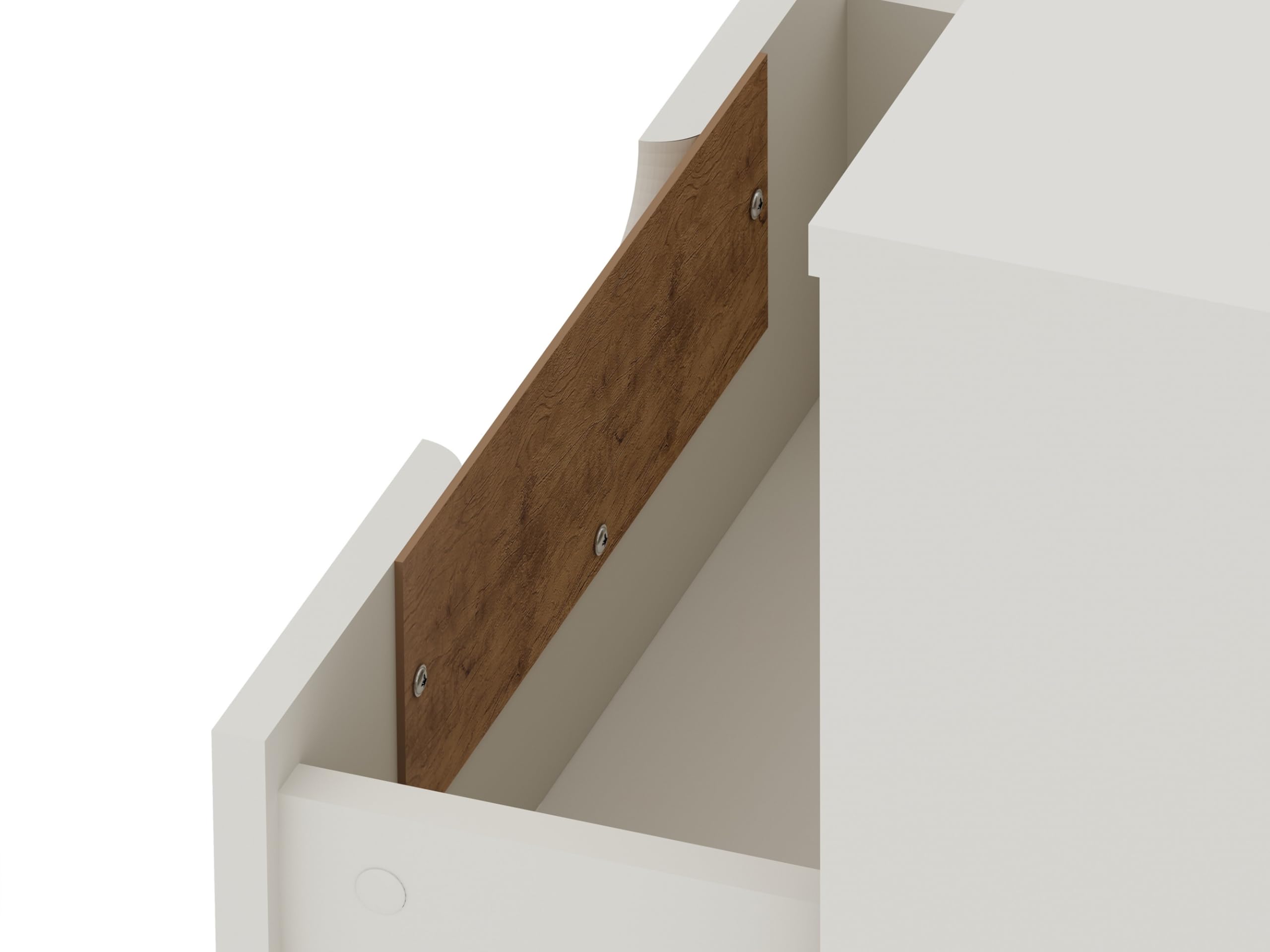 Manhattan Comfort Rockefeller Nightstands - Set of 2 with Drawer & Cubby Storage | Mid Century Modern Bedside Tables | Functional Bedroom & Living Room Furniture | Off White Finish | Perfect for Small Spaces & Apartment Living