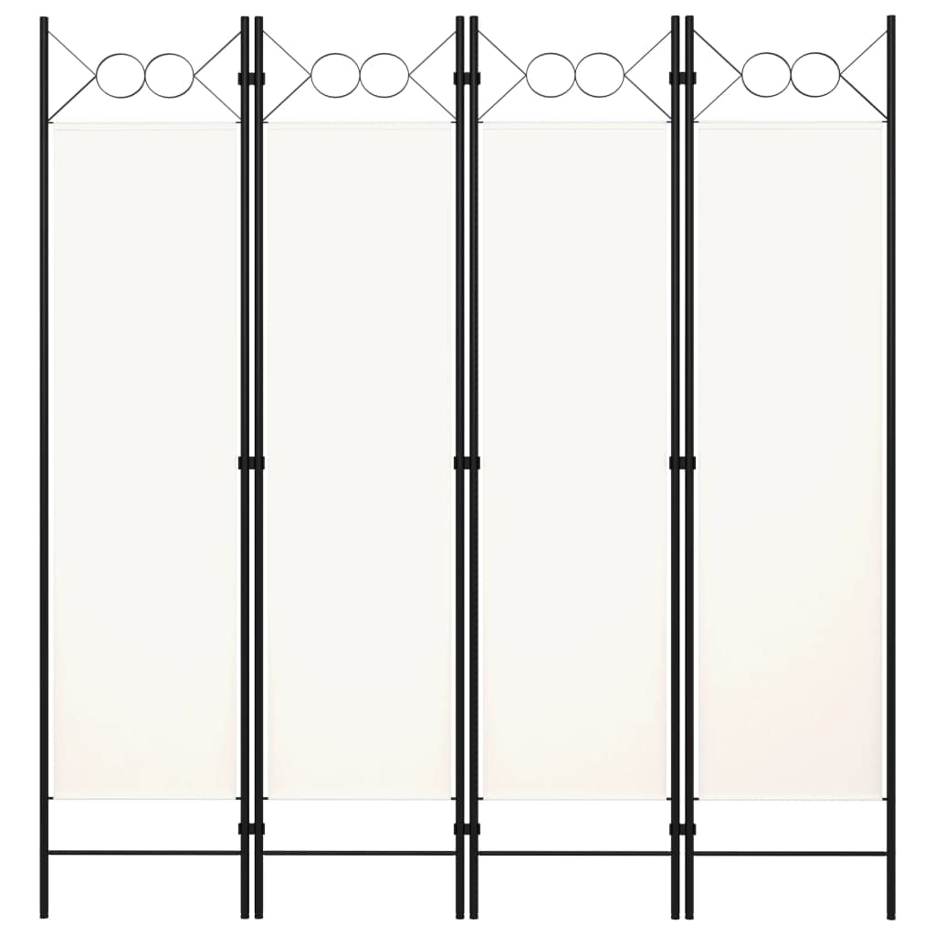 SKM 4-Panel Room Divider - Cream White Folding Privacy Screen 63