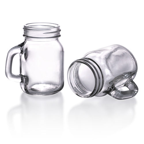 BarConic® 4.5 oz Mason Jars with Handles - Pack of 12 Glass Drinking Cups for Iced Coffee, Smoothies & Cocktails - Perfect for Home, Cafe & Party Use