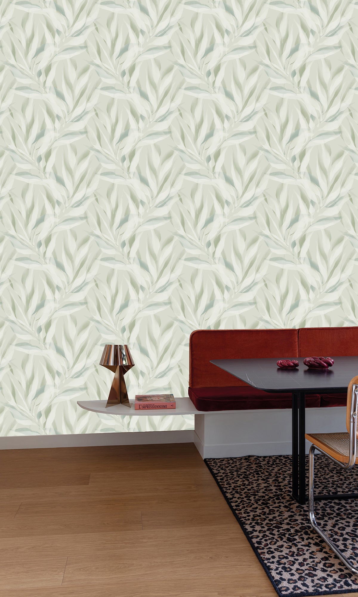 Bud Green Allover Dracaena Leaves Peel and Stick Wallpaper R9739 - Self-Adhesive Removable Wallpaper for Living Room, Bedroom, Nursery Decor
