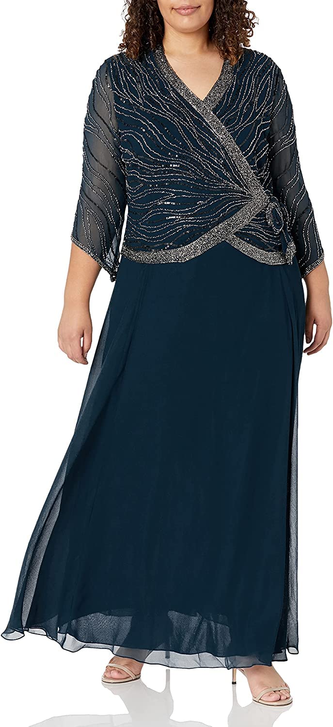 J Kara Women's Plus Size Beaded Hem Popover Blouse - Elegant Casual Top for Office, Party & Special Occasions