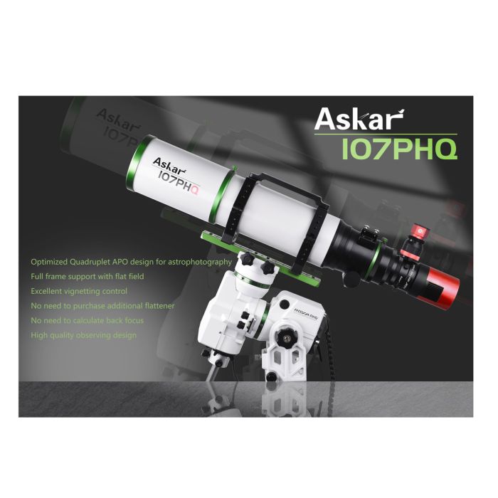 Askar 107PHQ 107mm f/7 Quadruplet Flat Field Astrograph Telescope - Perfect for Deep Sky Astrophotography & Wide-Field Imaging
