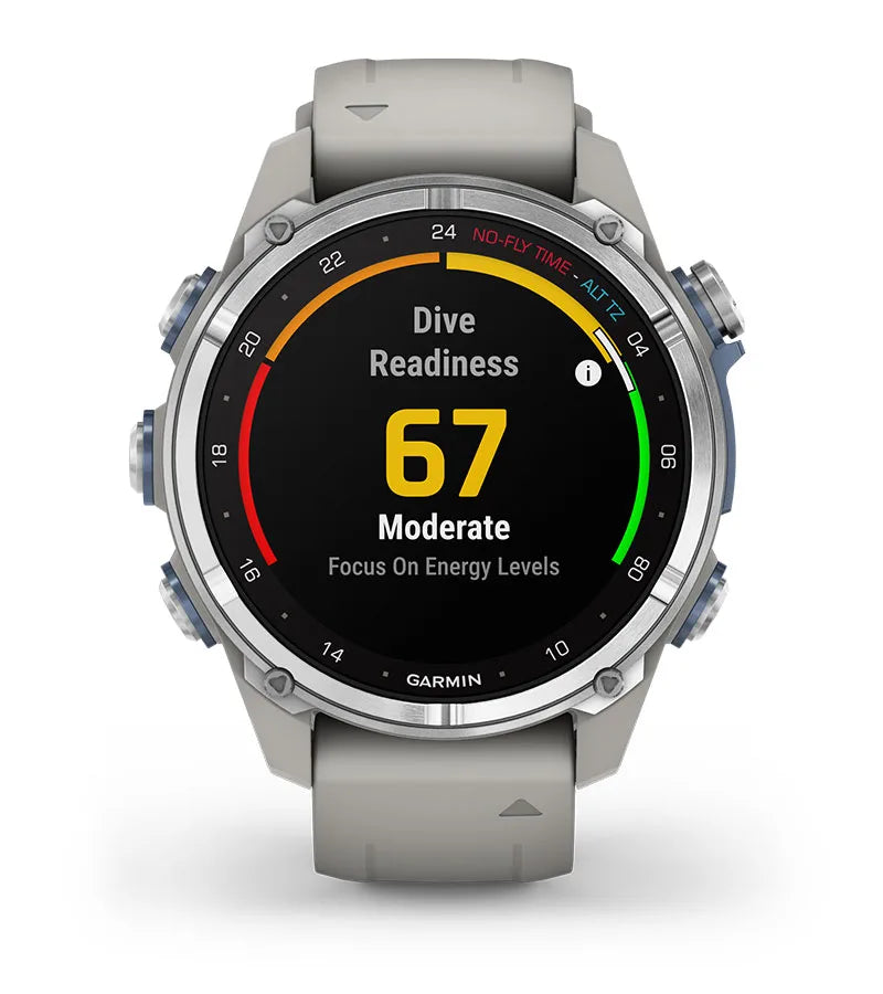 Garmin Descent Mk3 43mm Dive Watch with Stainless Steel Case & Fog Gray Silicone Band - Includes Optional T2 Transceiver for Scuba Diving & Freediving Adventures