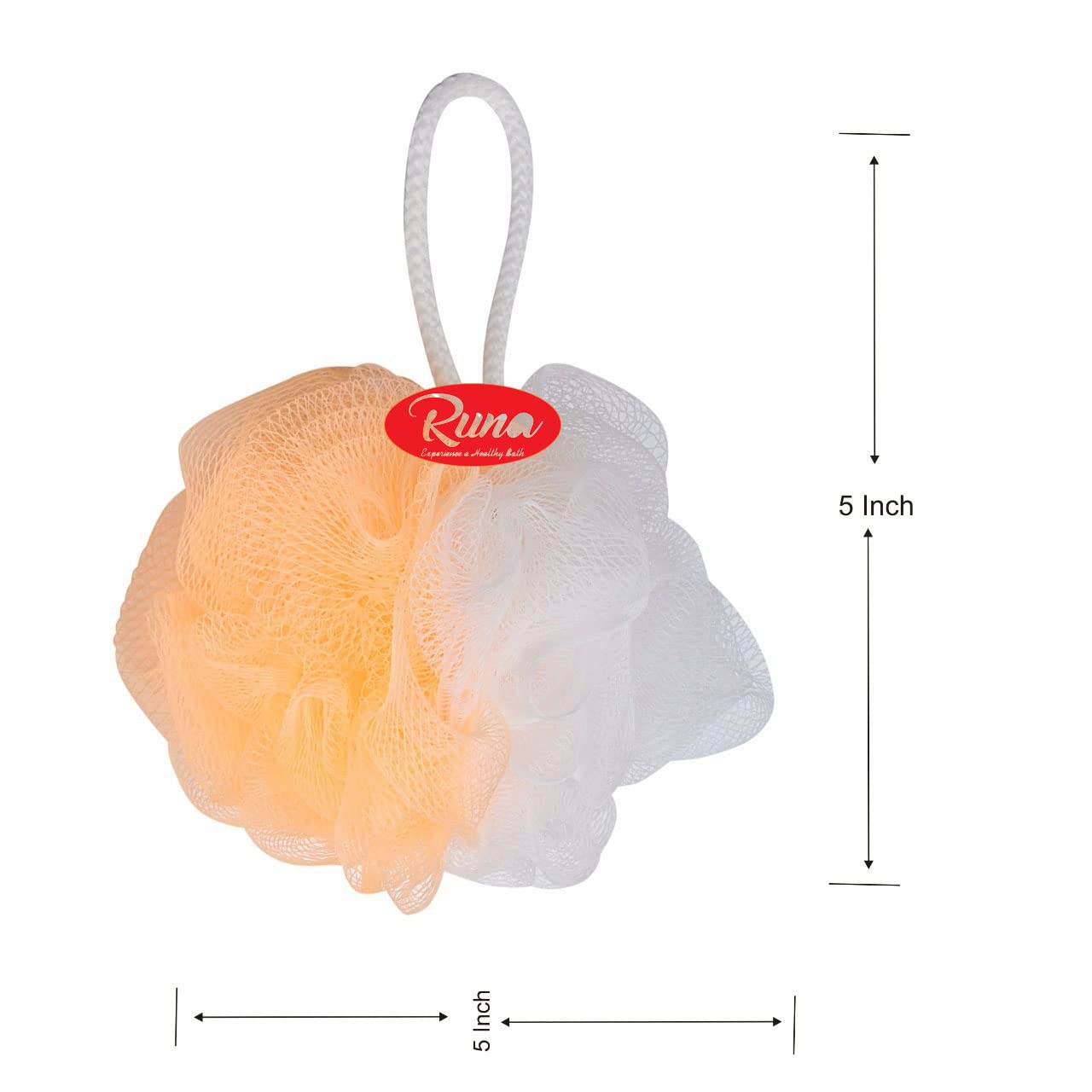 RUNA Blue Wash Loofah - Exfoliating Bath & Shower Sponge Scrubber for Women & Men | Natural Body Exfoliator | Pack of 2 (Random Colors) | Perfect for Daily Skin Cleansing & Dead Cell Removal