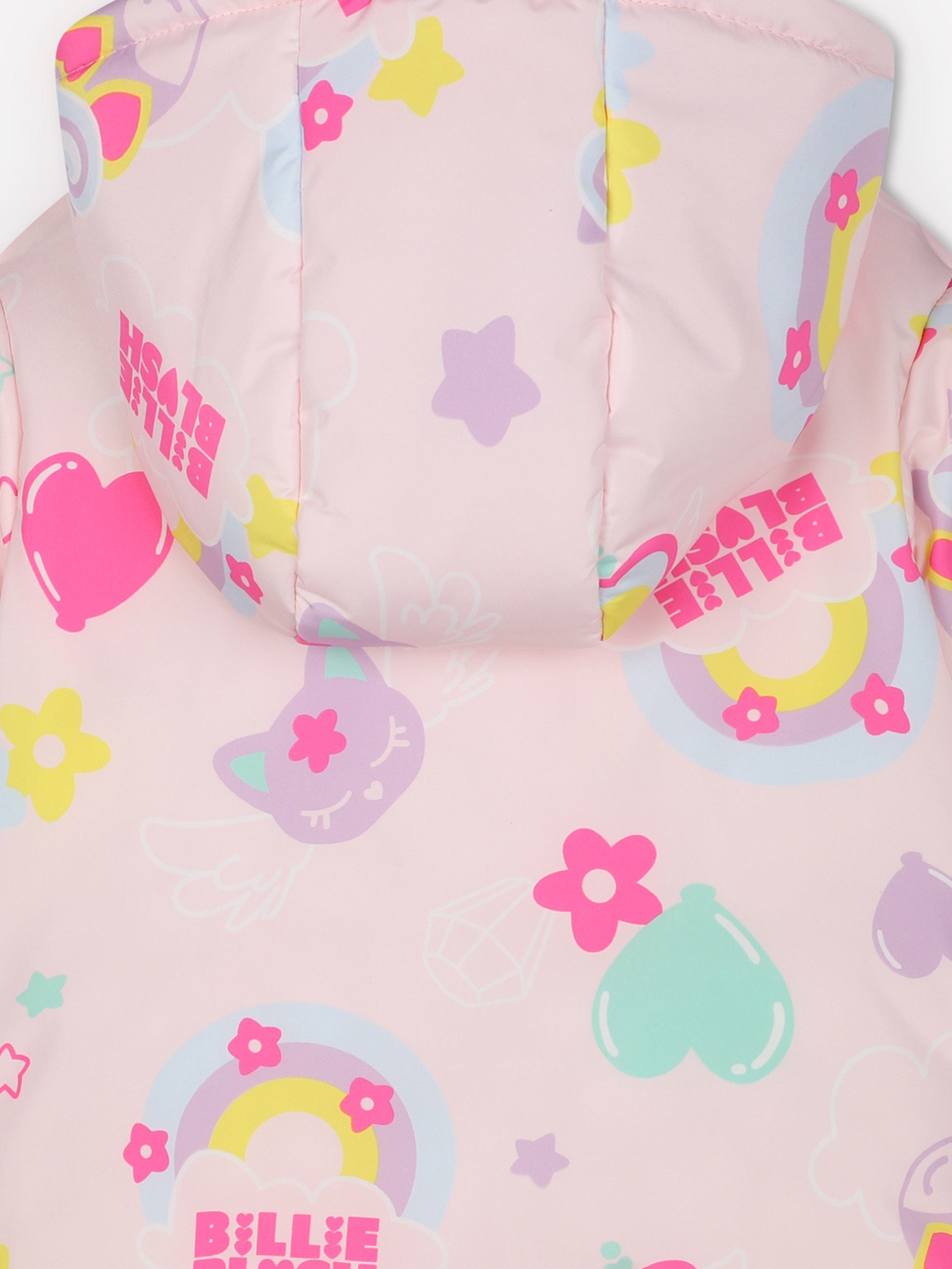 Billieblush Pink Magic Rainbow Puffer Jacket for Baby Girls - Warm Winter Coat for Toddler Outdoor Play & Photoshoots