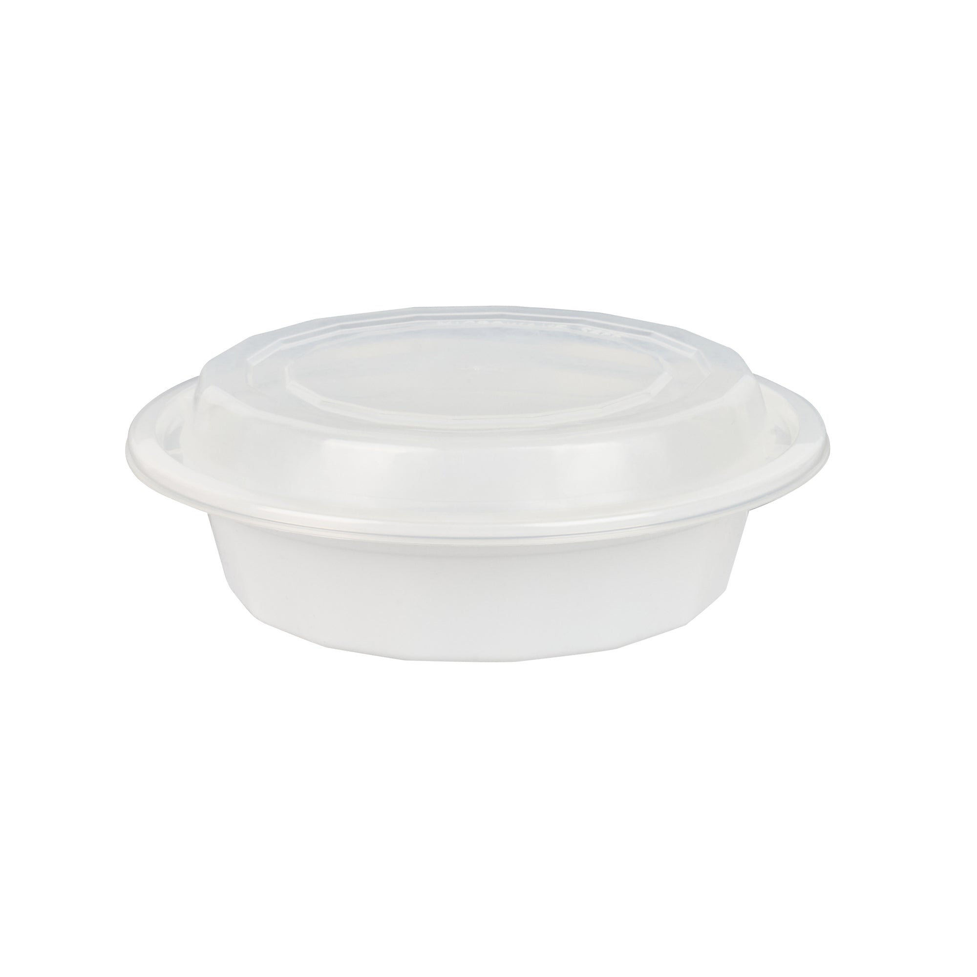 16 oz Round White Plastic Food Storage Containers with Clear Lids - Microwave Safe, 6.25