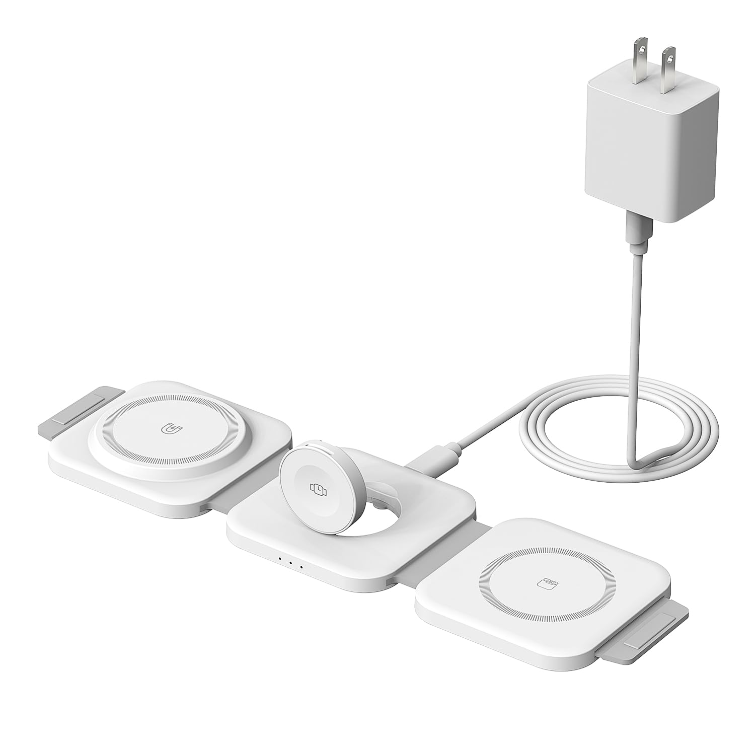 3-in-1 Magnetic Wireless Charger for iPhone 16/15/14, Apple Watch & AirPods - Portable Travel Charging Station (White)