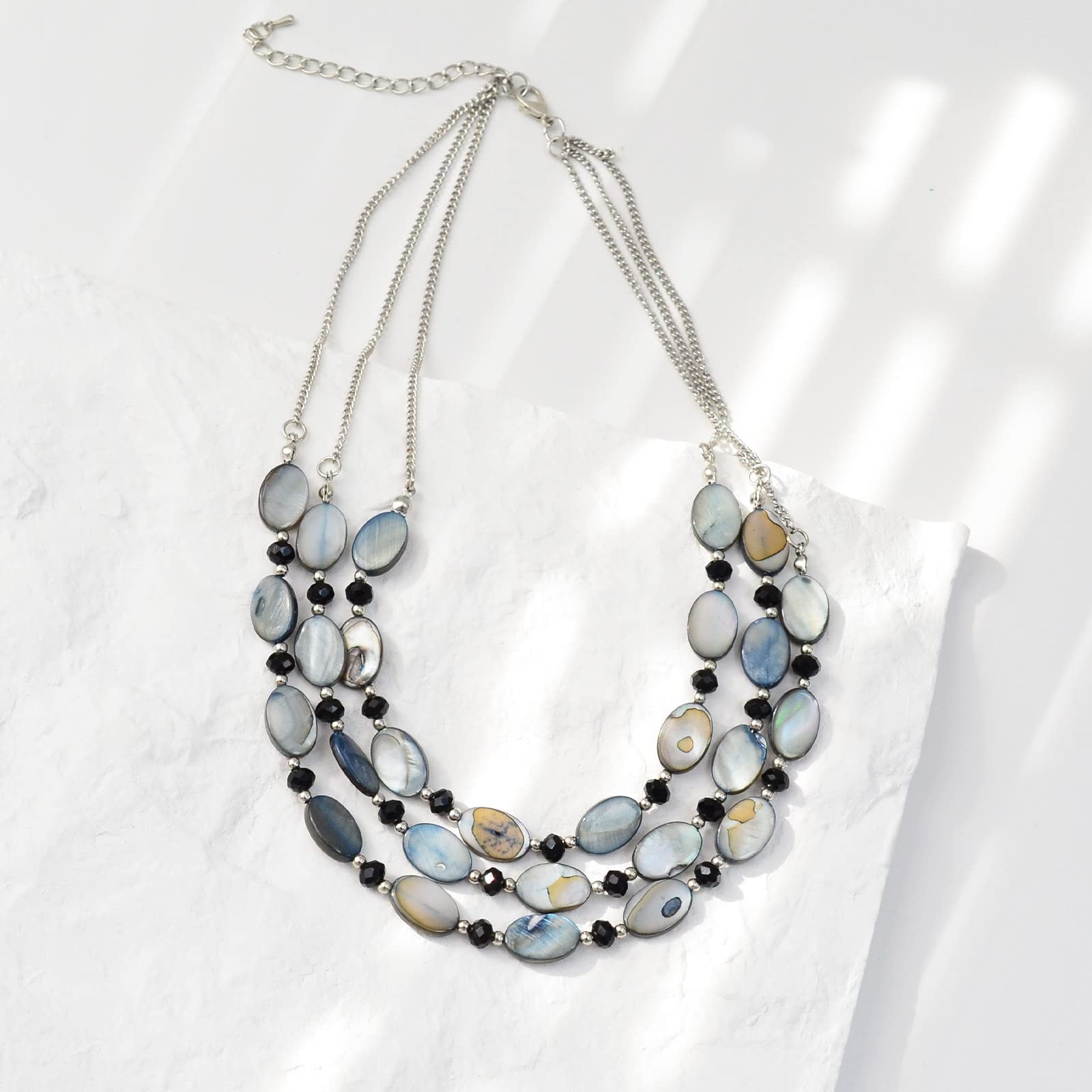 FULU AUTUMN Chunky Layered Beaded Necklace for Women - Multi Strand Statement Jewelry, Fashion Birthday Gift for Mom - Perfect for Parties, Weddings & Casual Wear