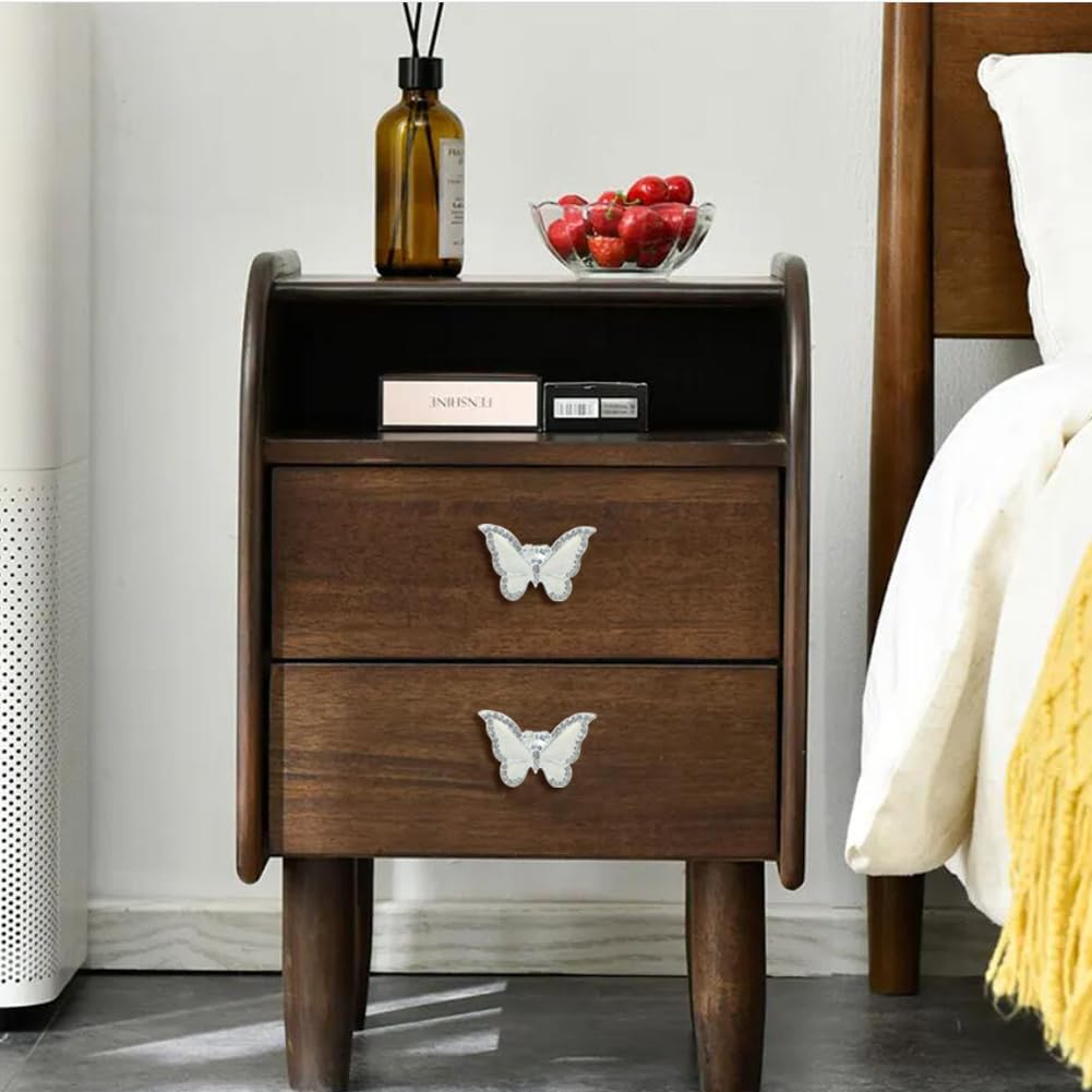 4PCS Butterfly Cabinet Knobs - Single Hole Pulls for Drawers & Wardrobes - Living Room & Bedroom Decor (Off White)